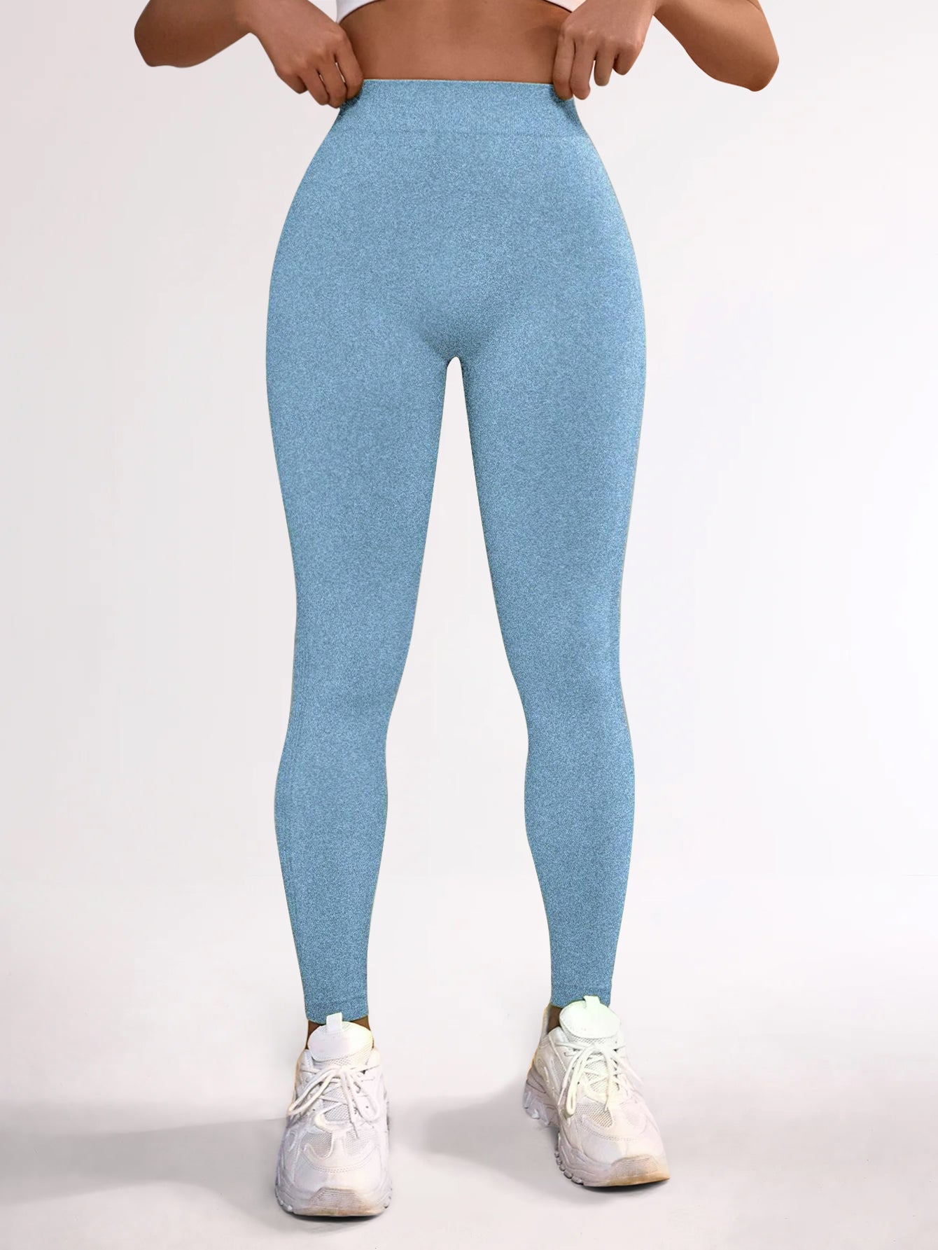 Acid Washed V-Back Side-Ribbed Smile Line Contour Leggings