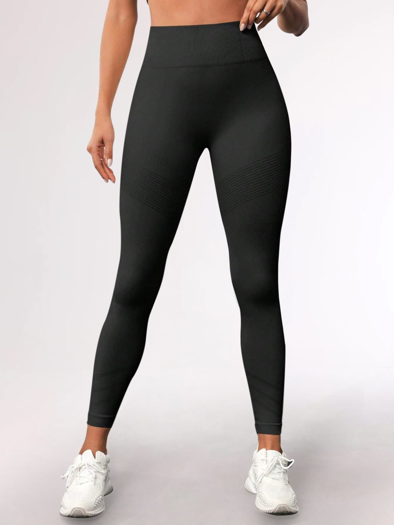 High Waist Tummy Control Side-Ribbed Butt-Lifting Leggings