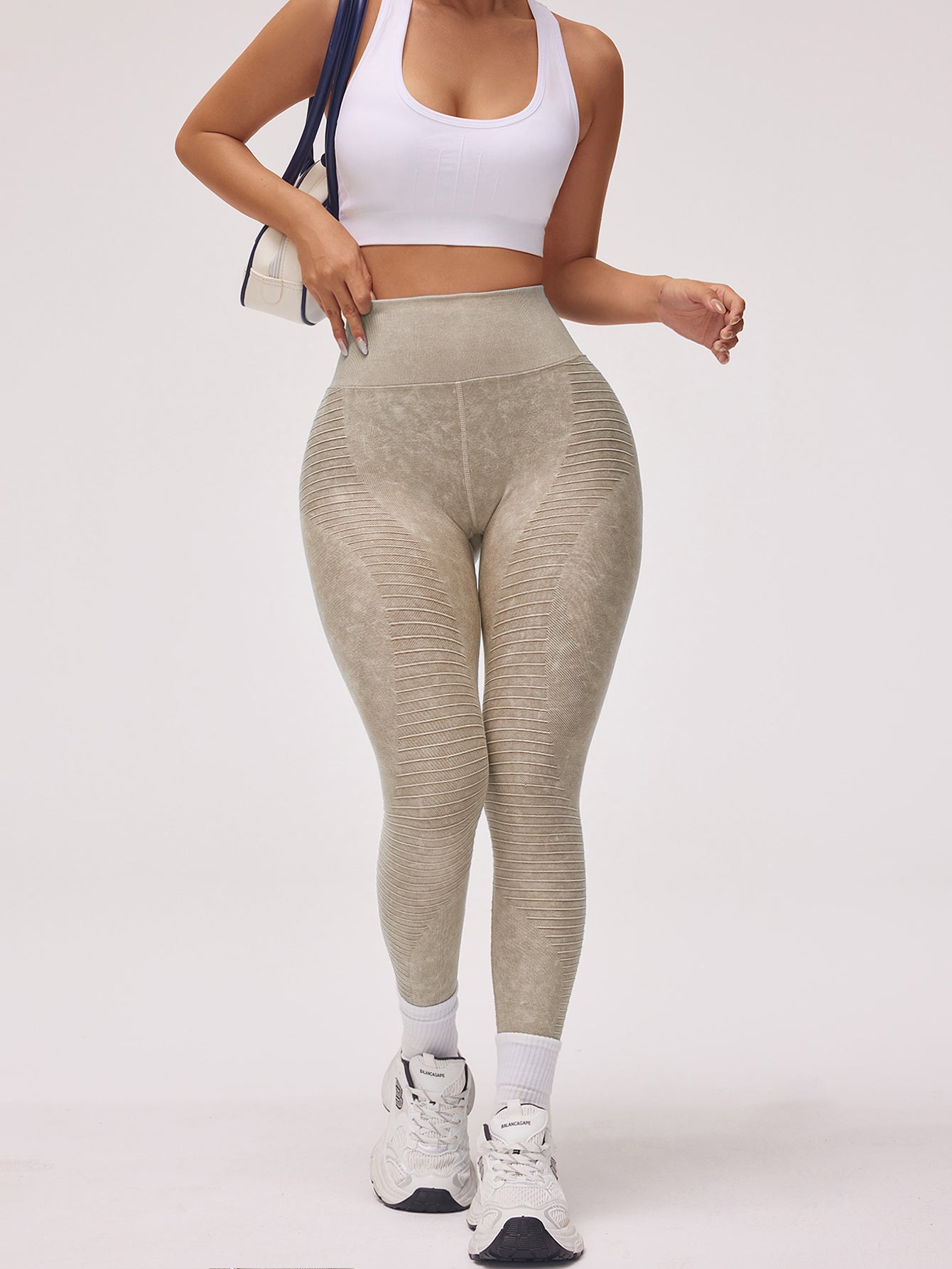 High Waist Acid Wash Texture Seamless Leggings