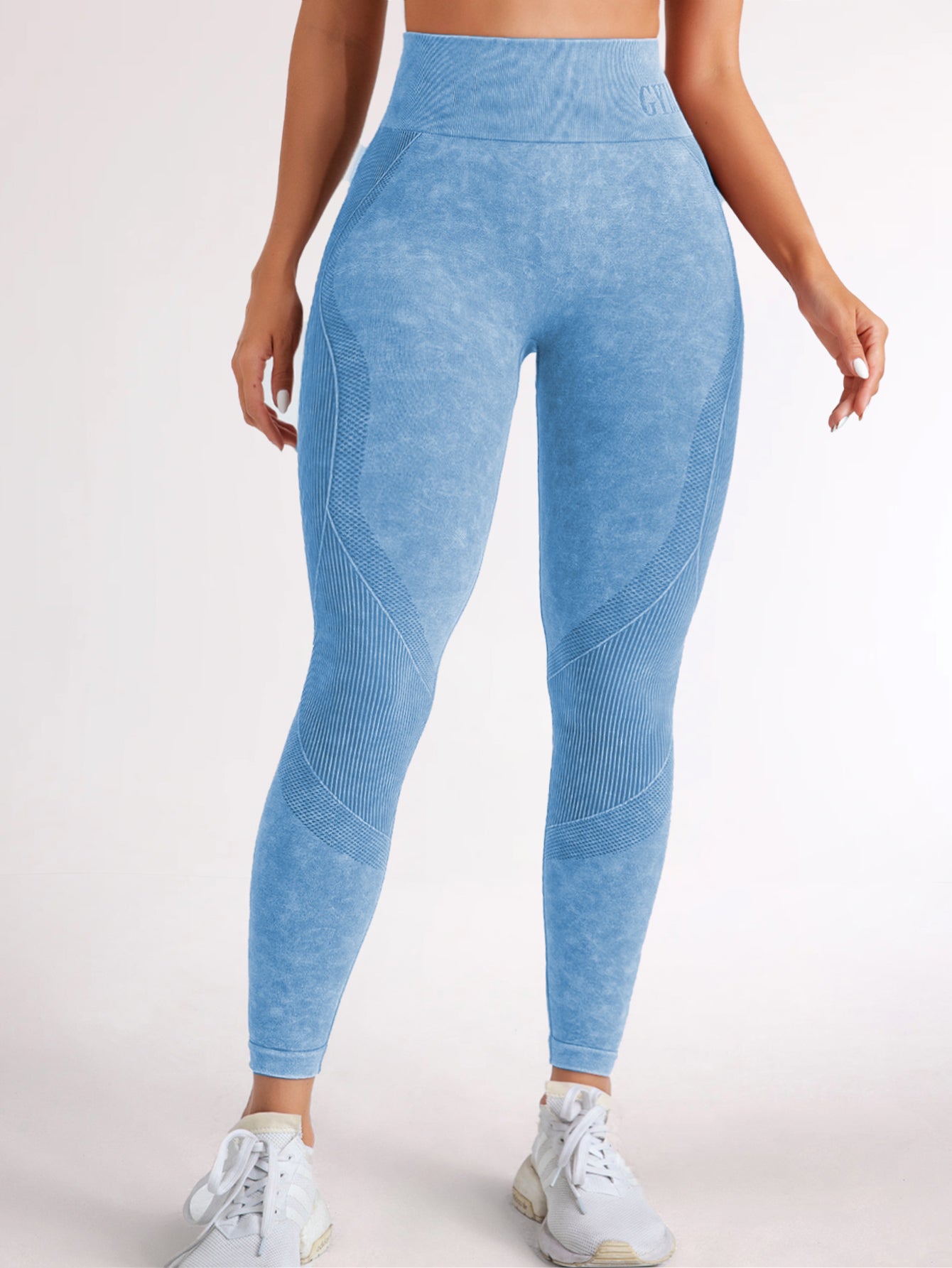 High Waist Acid Washed Smile Line Contour Leggings