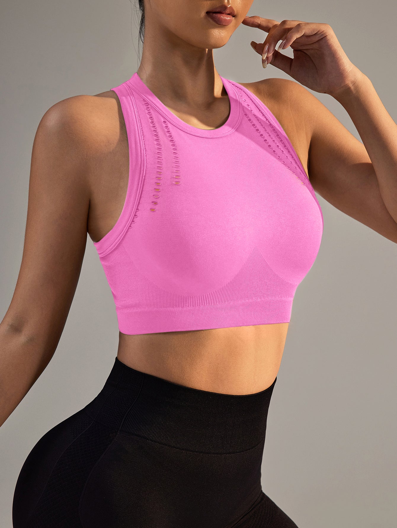 Hollow-Out Racerback Sports Crop Tank Top