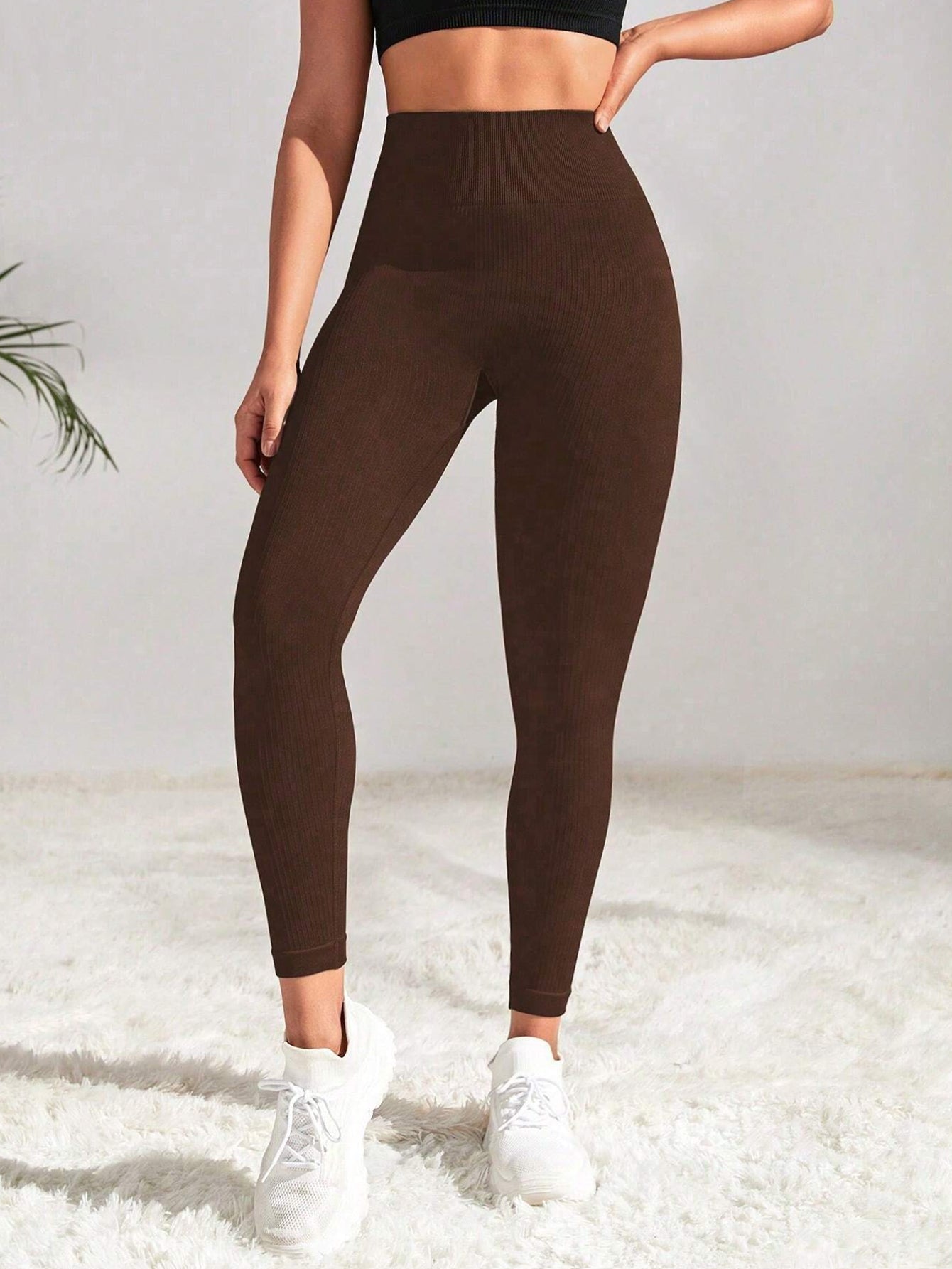 High Waist Butt-Lifting Rib-Knit Seamless Leggings