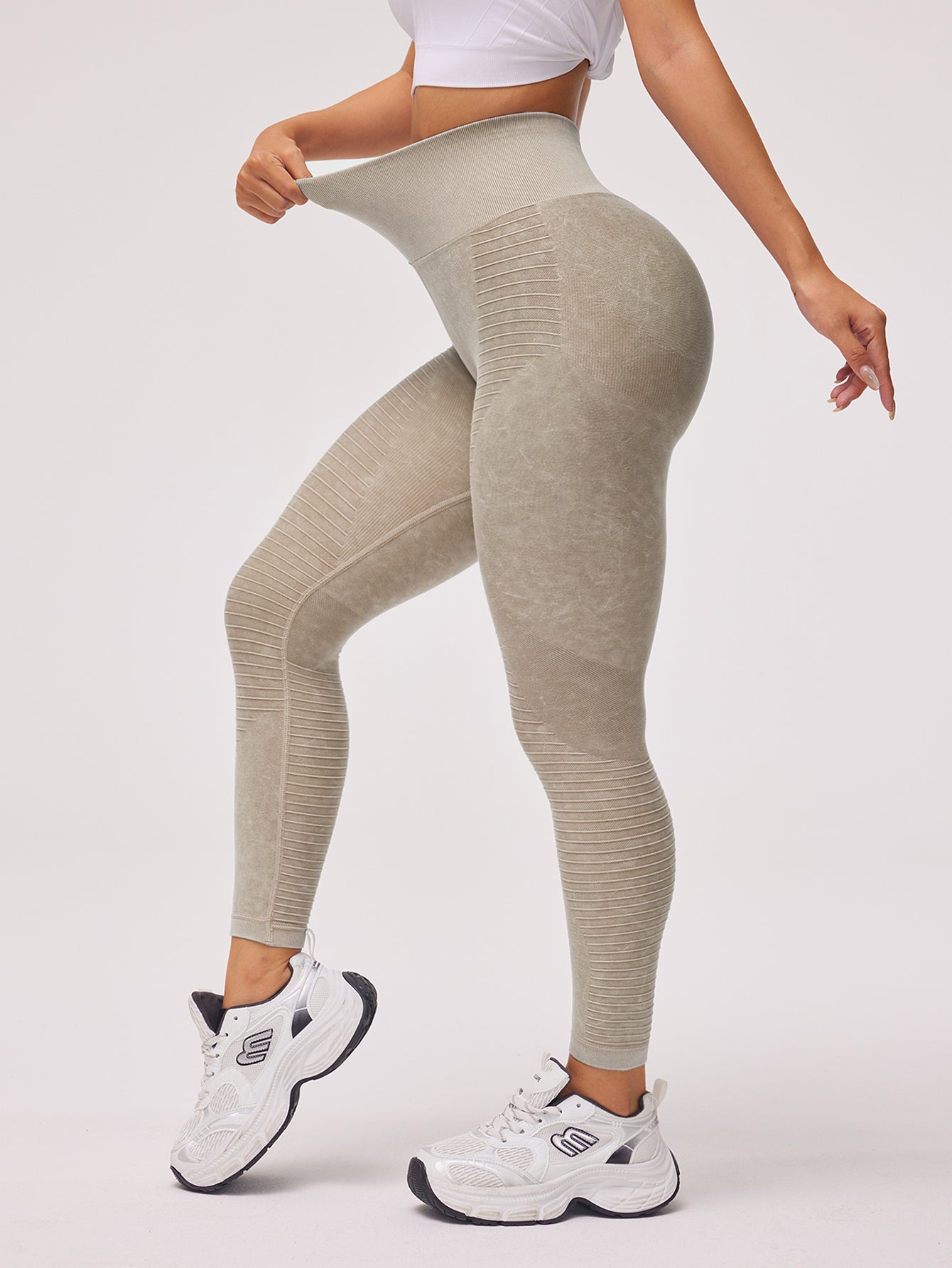 High Waist Acid Wash Texture Seamless Leggings