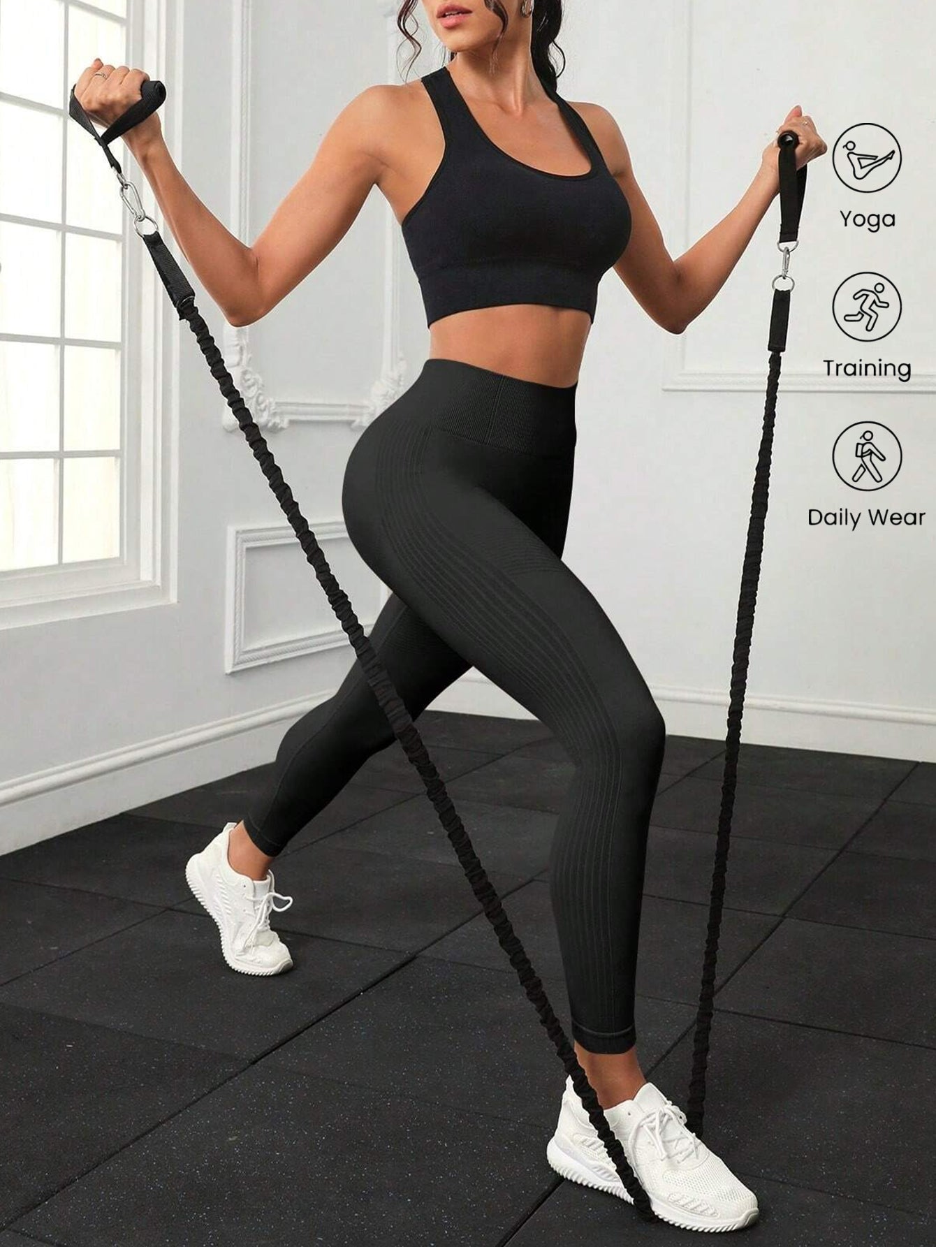 High Waist Tummy Control Side-Ribbed Butt-Lifting Leggings