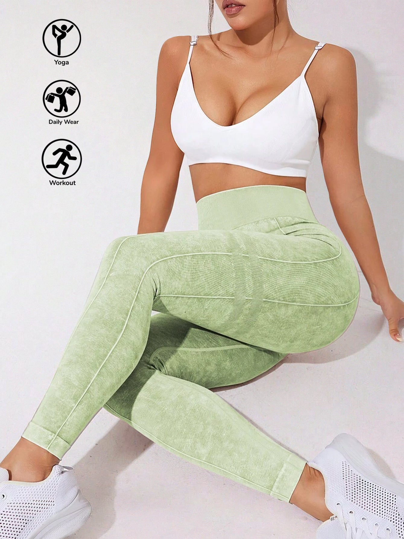 High Waist Acid Washed Seamless Leggings