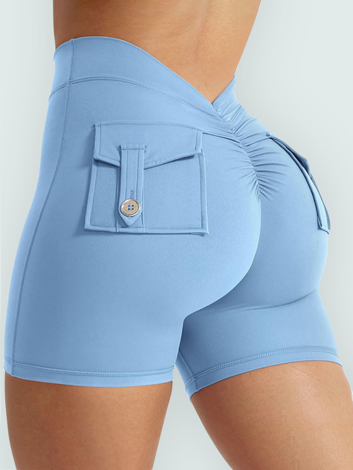 V-Back Scrunch Butt Back Pockets Shorts