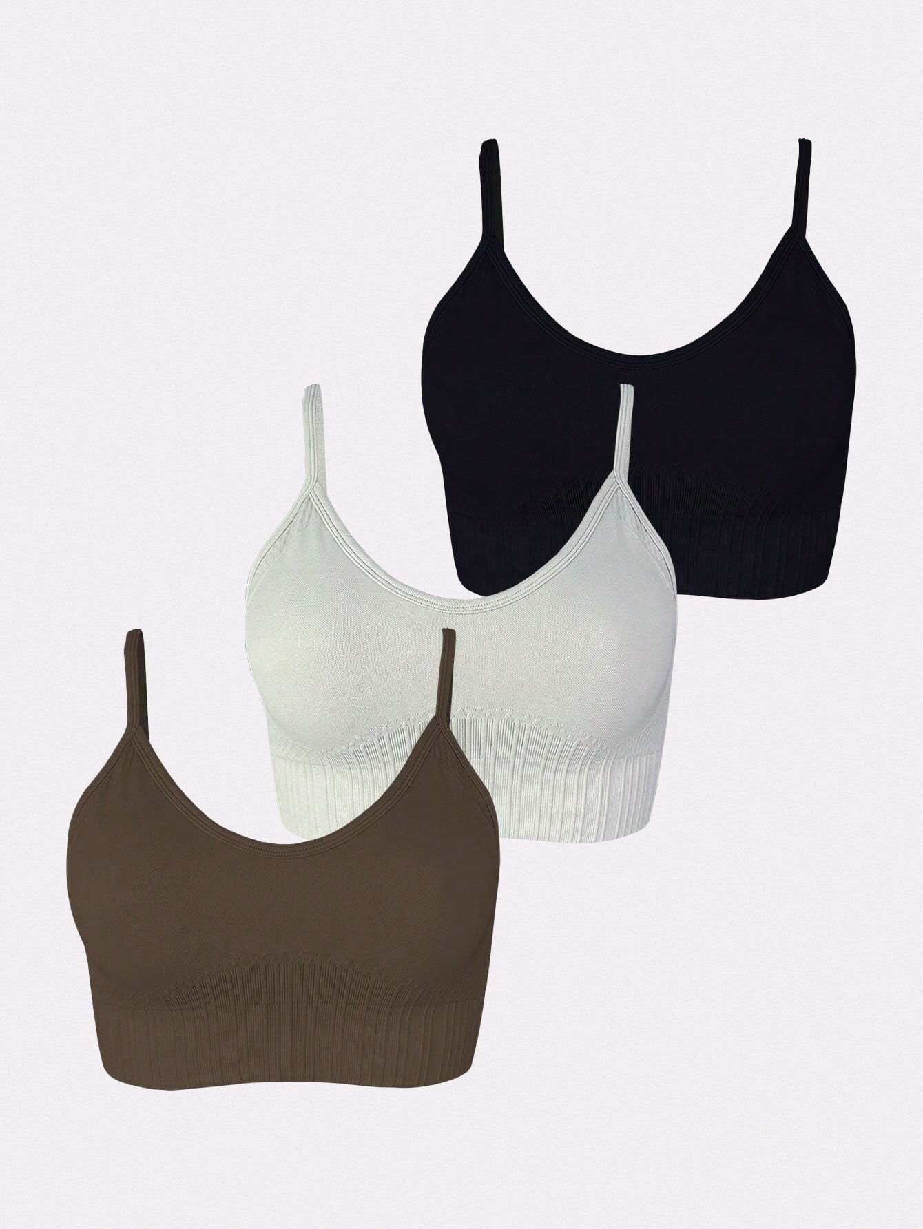 3-Piece Adjustable Strap Breast Contouring Seamless Sports Bra Set