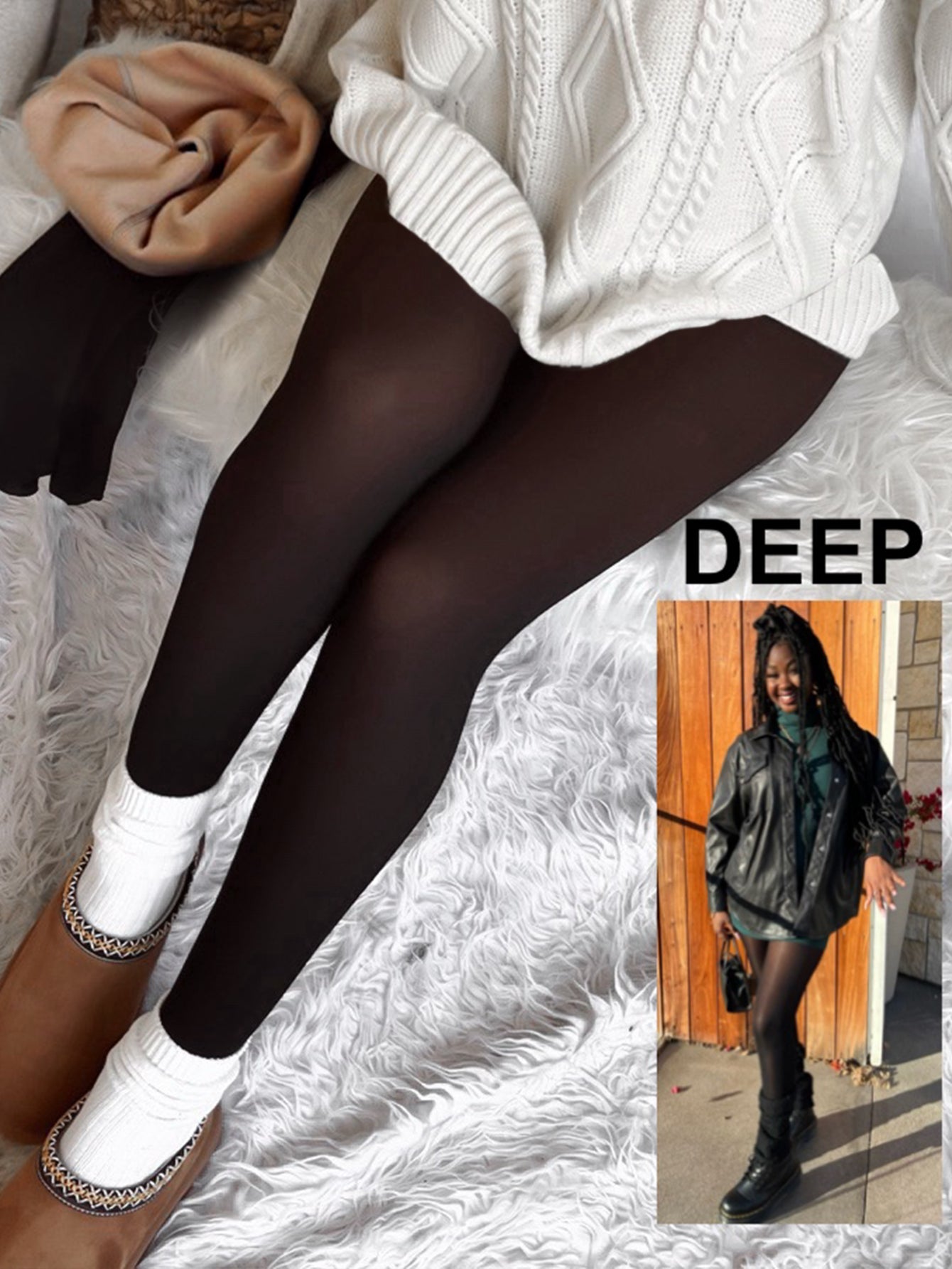 Fleece-Lined Skin Tone Closed-Foot Leggings