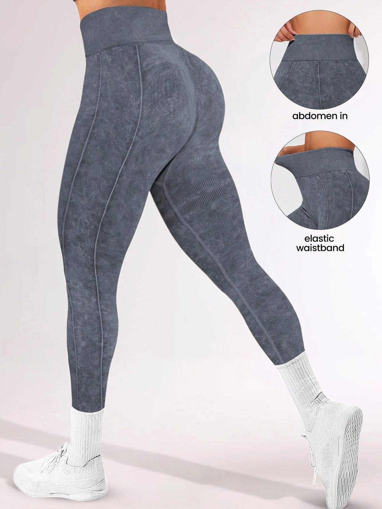 High Waist Acid Washed Seamless Leggings