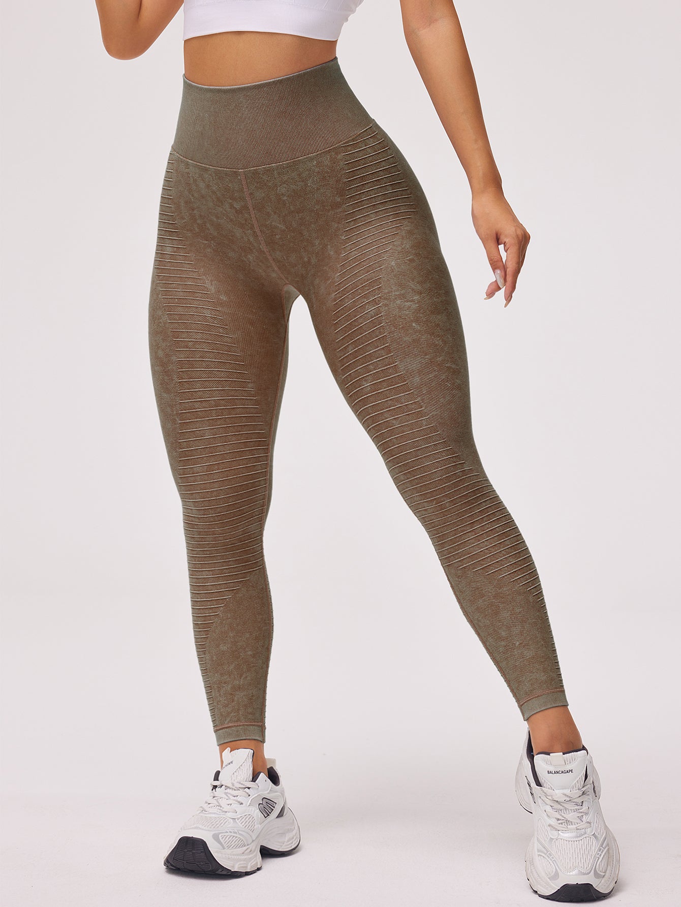 High Waist Acid Wash Texture Seamless Leggings