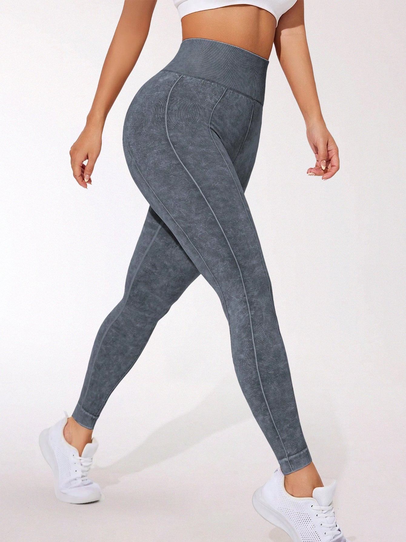 High Waist Acid Washed Seamless Leggings