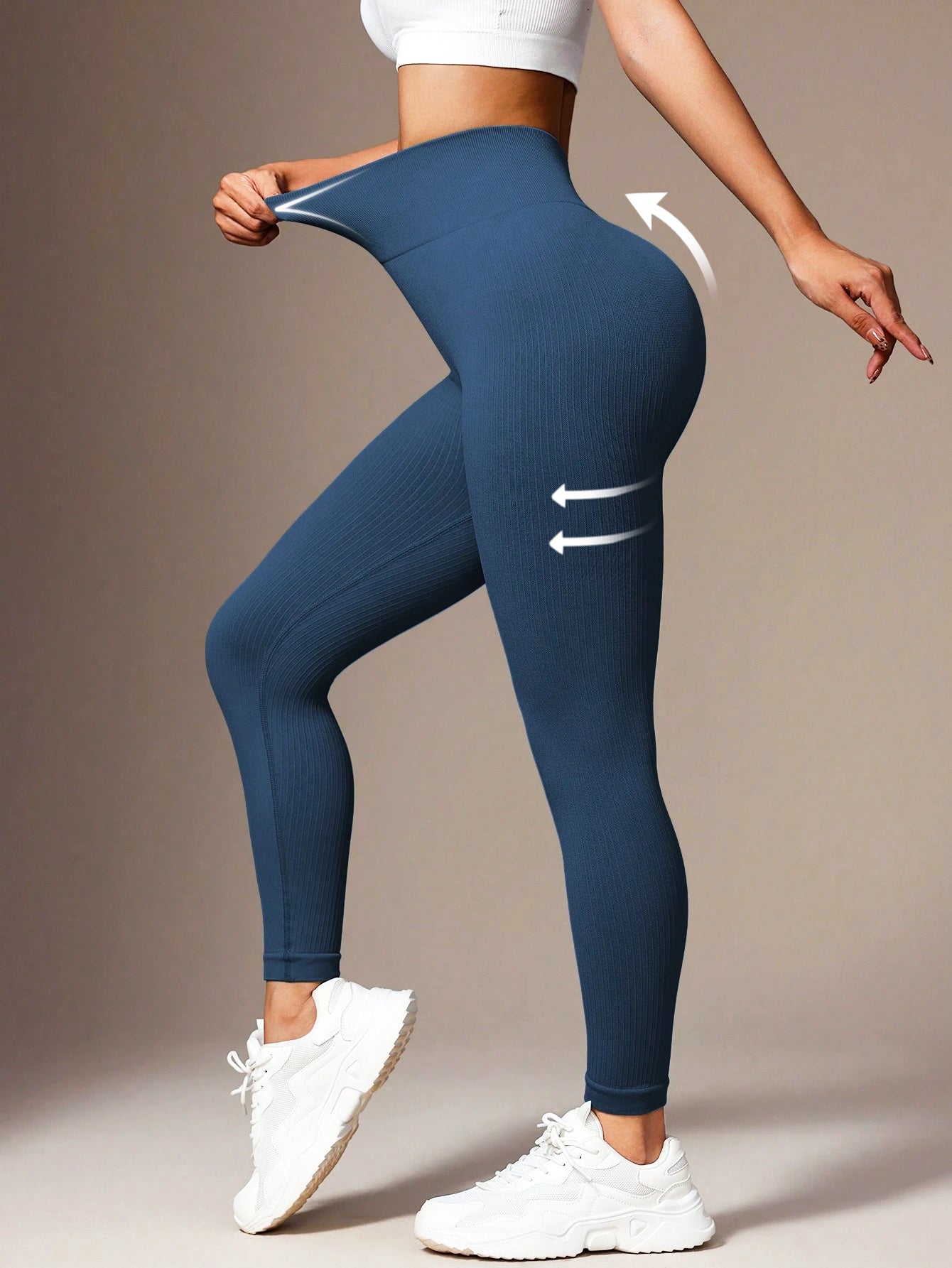 High Waist Butt-Lifting Rib-Knit Seamless Leggings