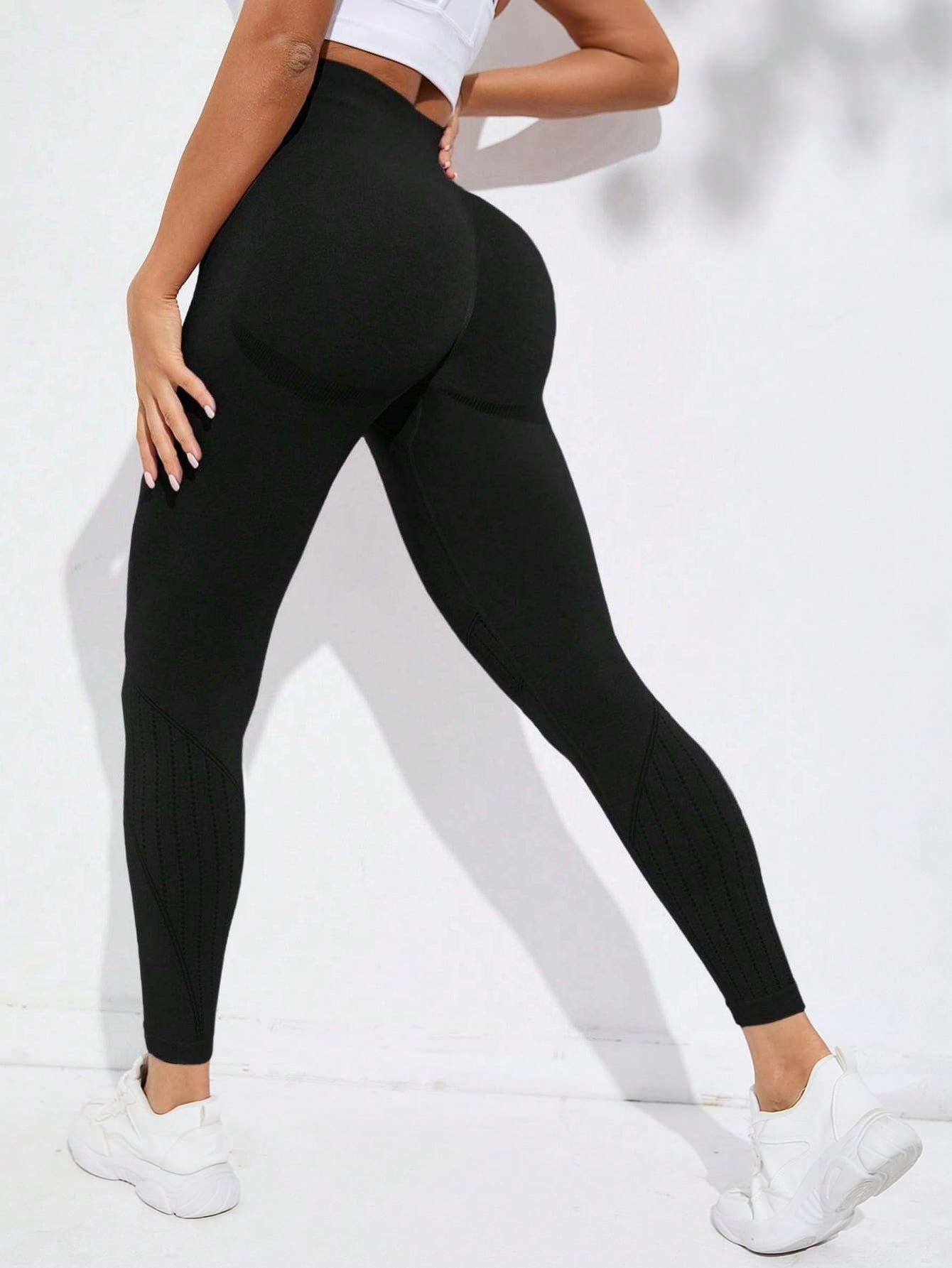 High Waist Butt Contour Stripe Design Leggings