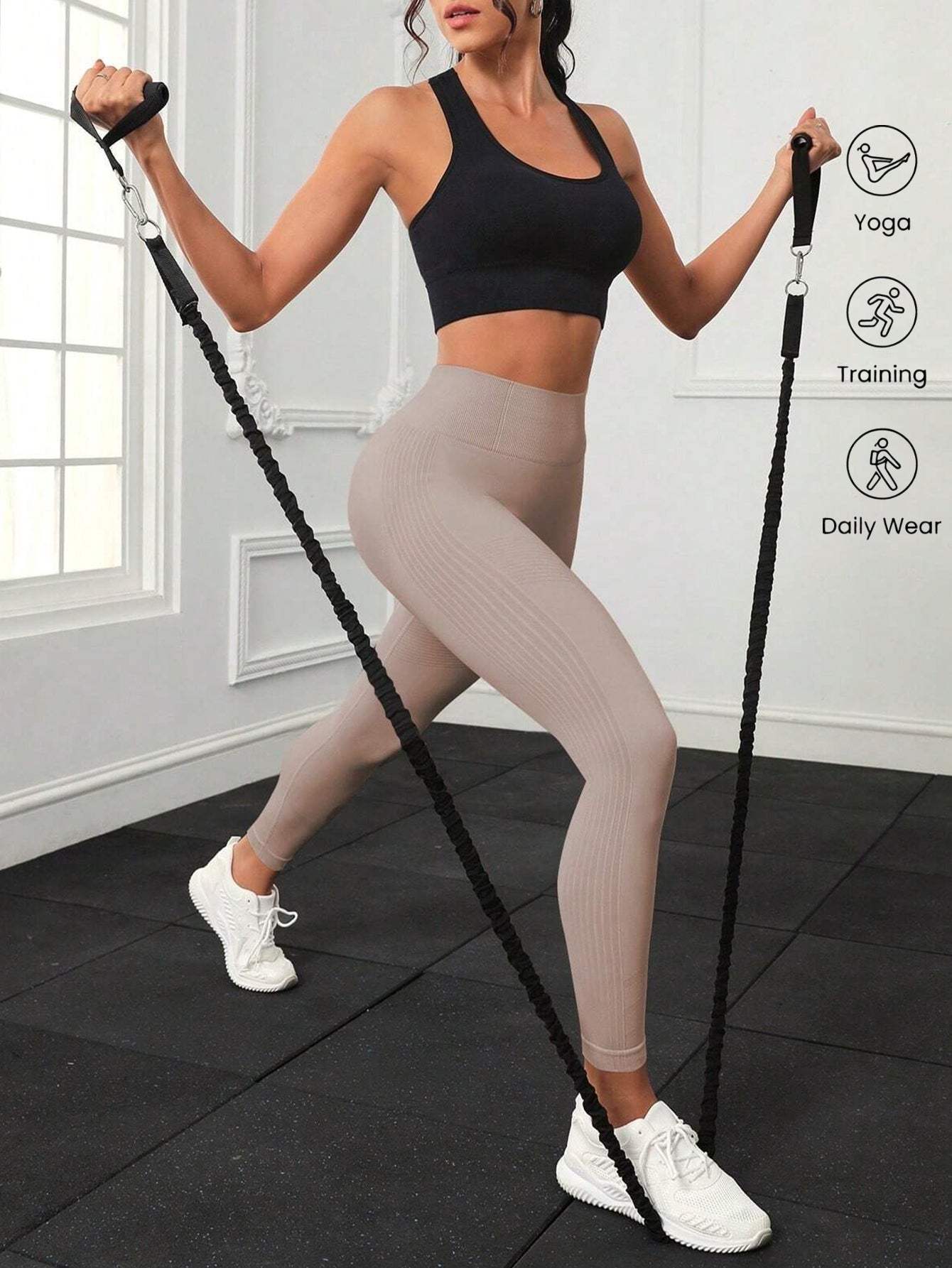 High Waist Tummy Control Side-Ribbed Butt-Lifting Leggings