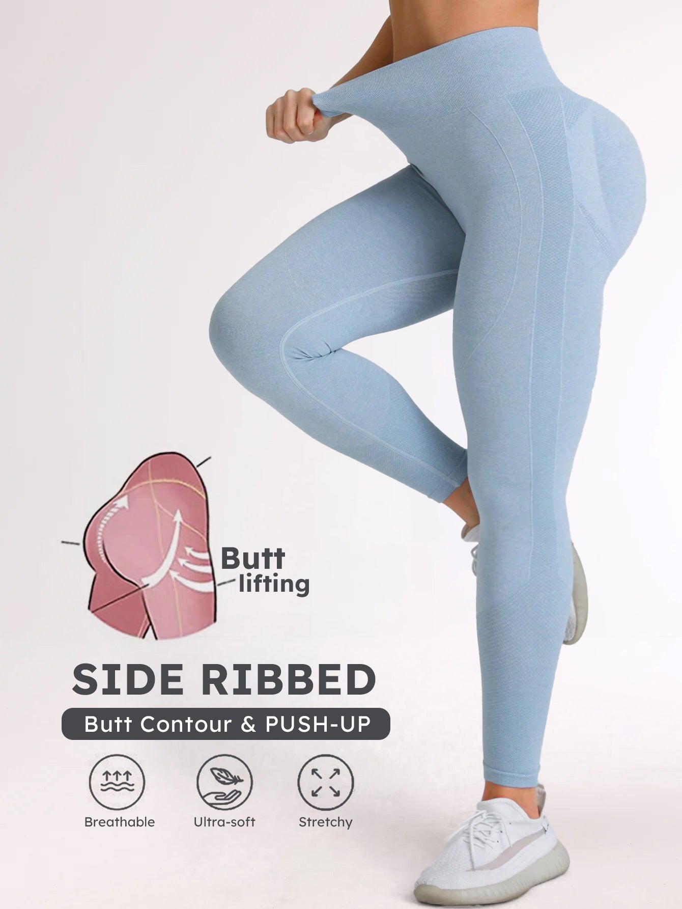 High Waist Side Contour Butt-Lifting Leggings