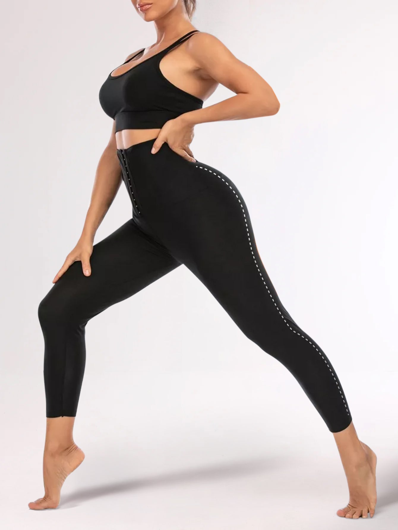 Three-Breasted Tummy Control Sauna Effect Leggings