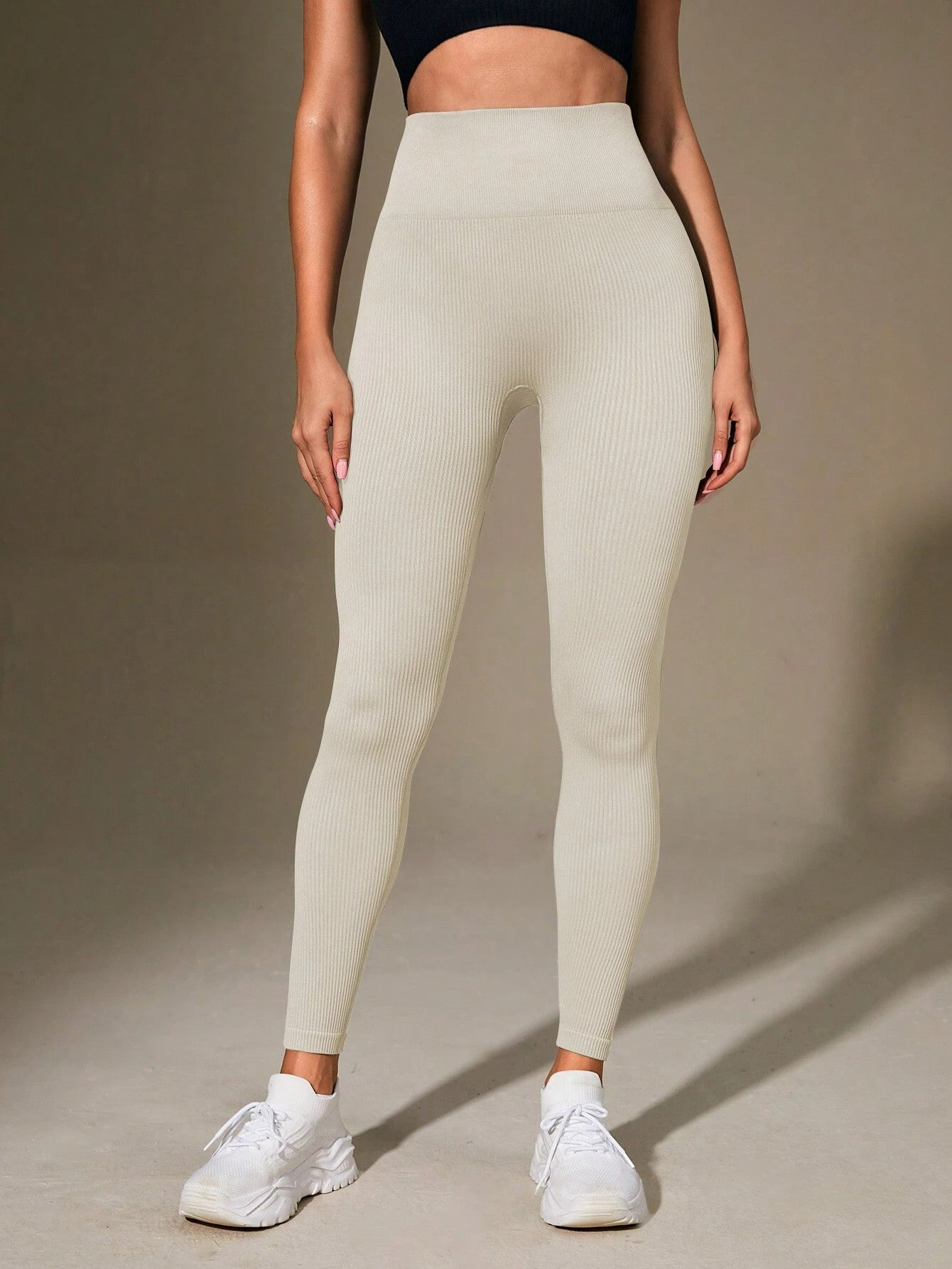 High Waist Rib-Knit Seamless Leggings