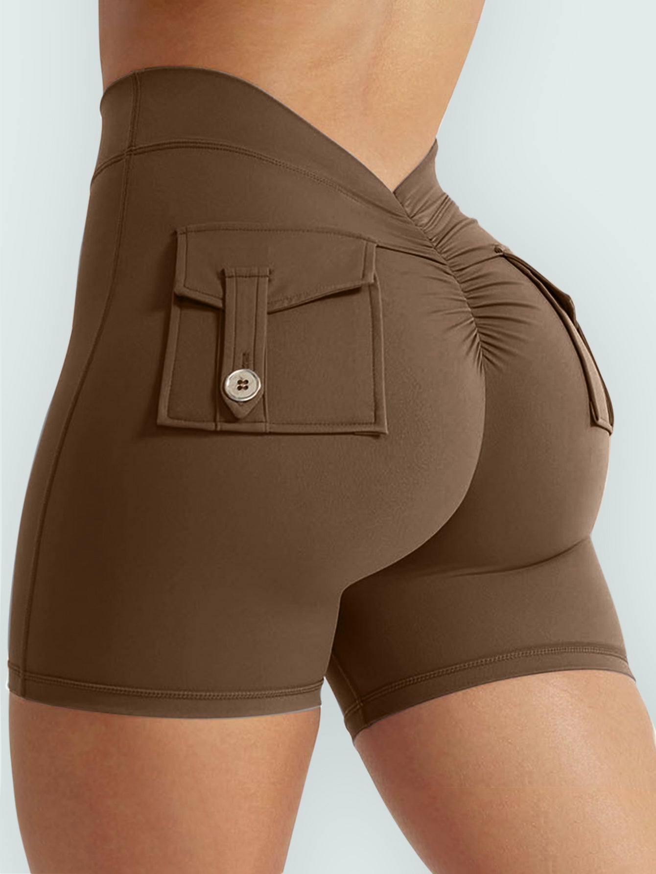 V-Back Scrunch Butt Back Pockets Shorts