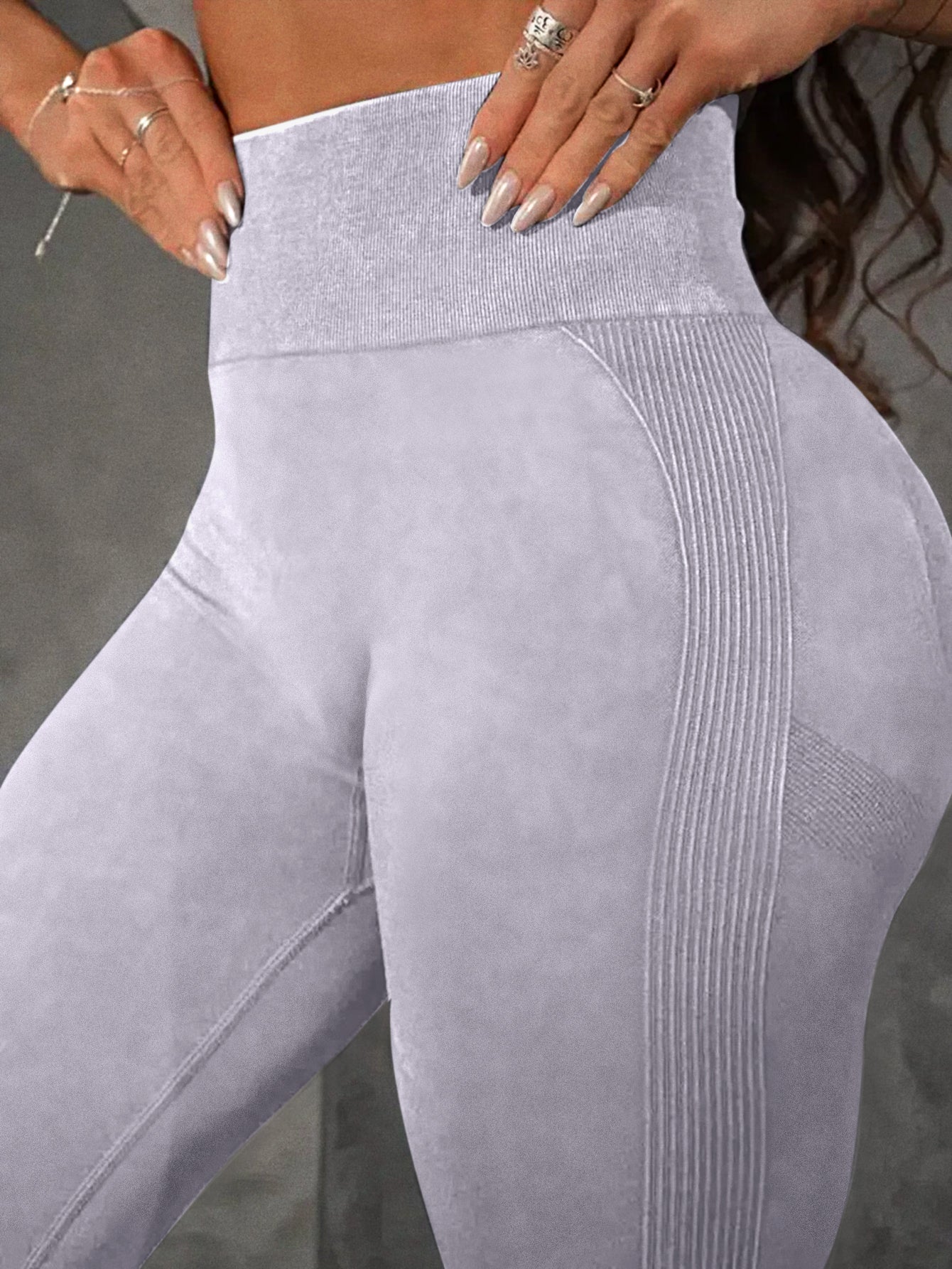 High Waist Side-Ribbed Smile Line Contour Leggings