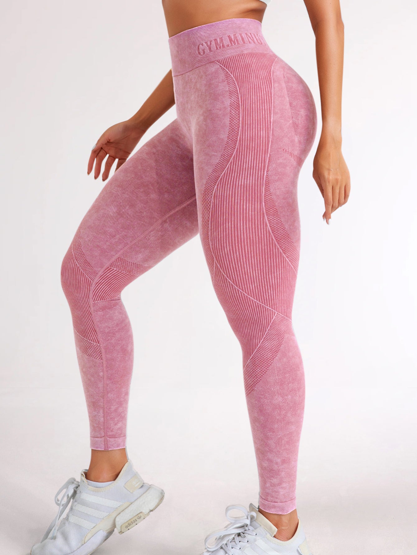 High Waist Acid Washed Smile Line Contour Leggings