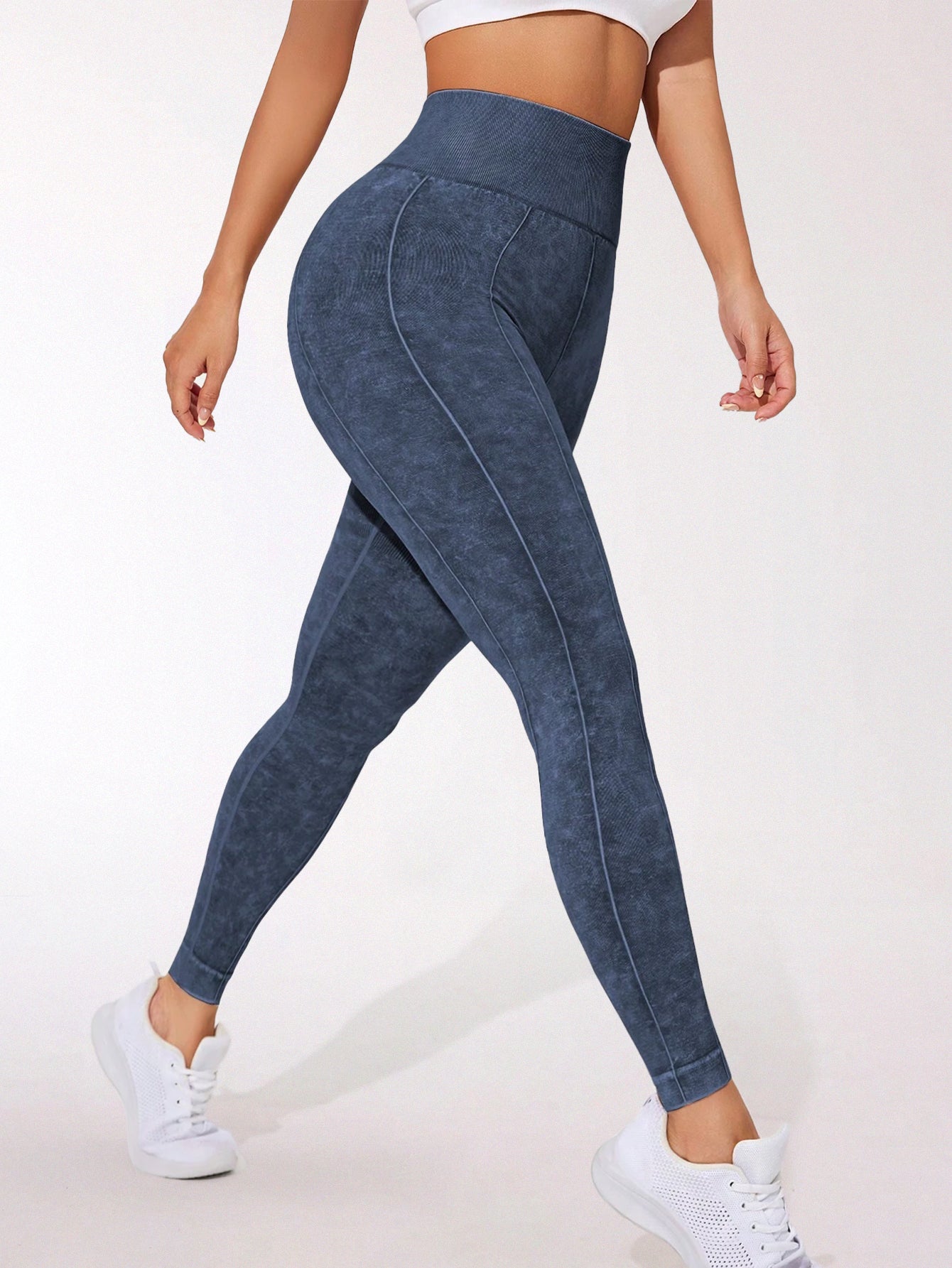 High Waist Acid Washed Seamless Leggings