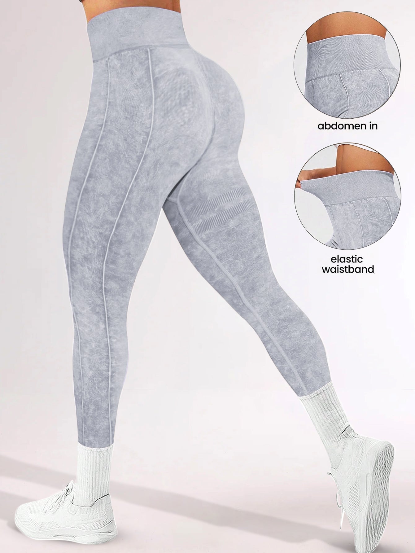 High Waist Acid Washed Seamless Leggings