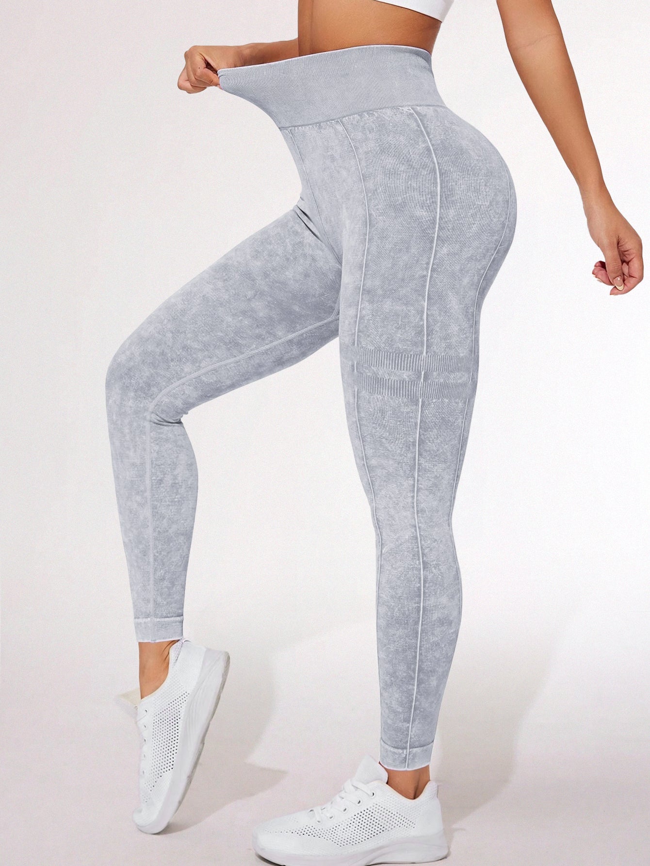 High Waist Acid Washed Seamless Leggings