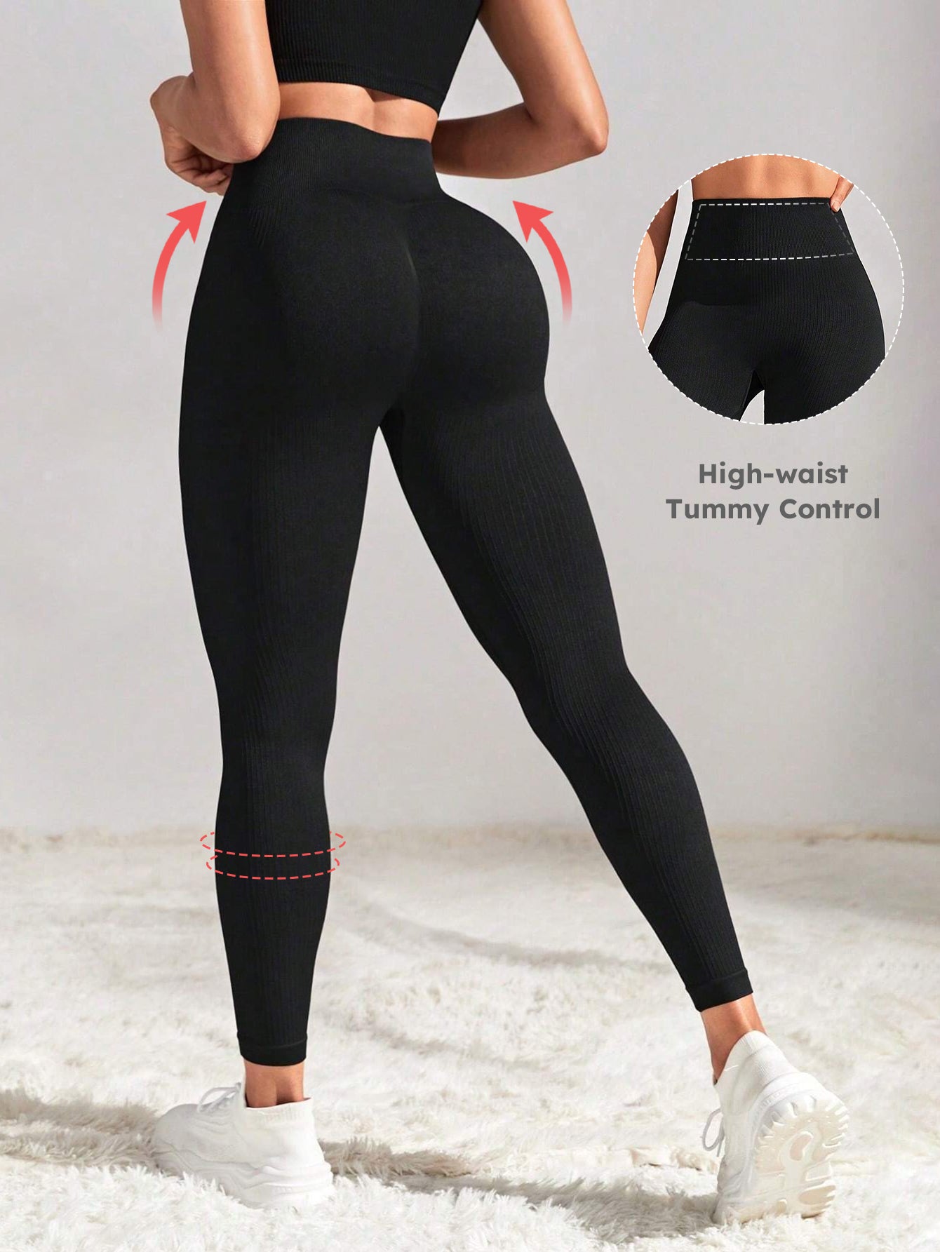 High Waist Butt-Lifting Rib-Knit Seamless Leggings