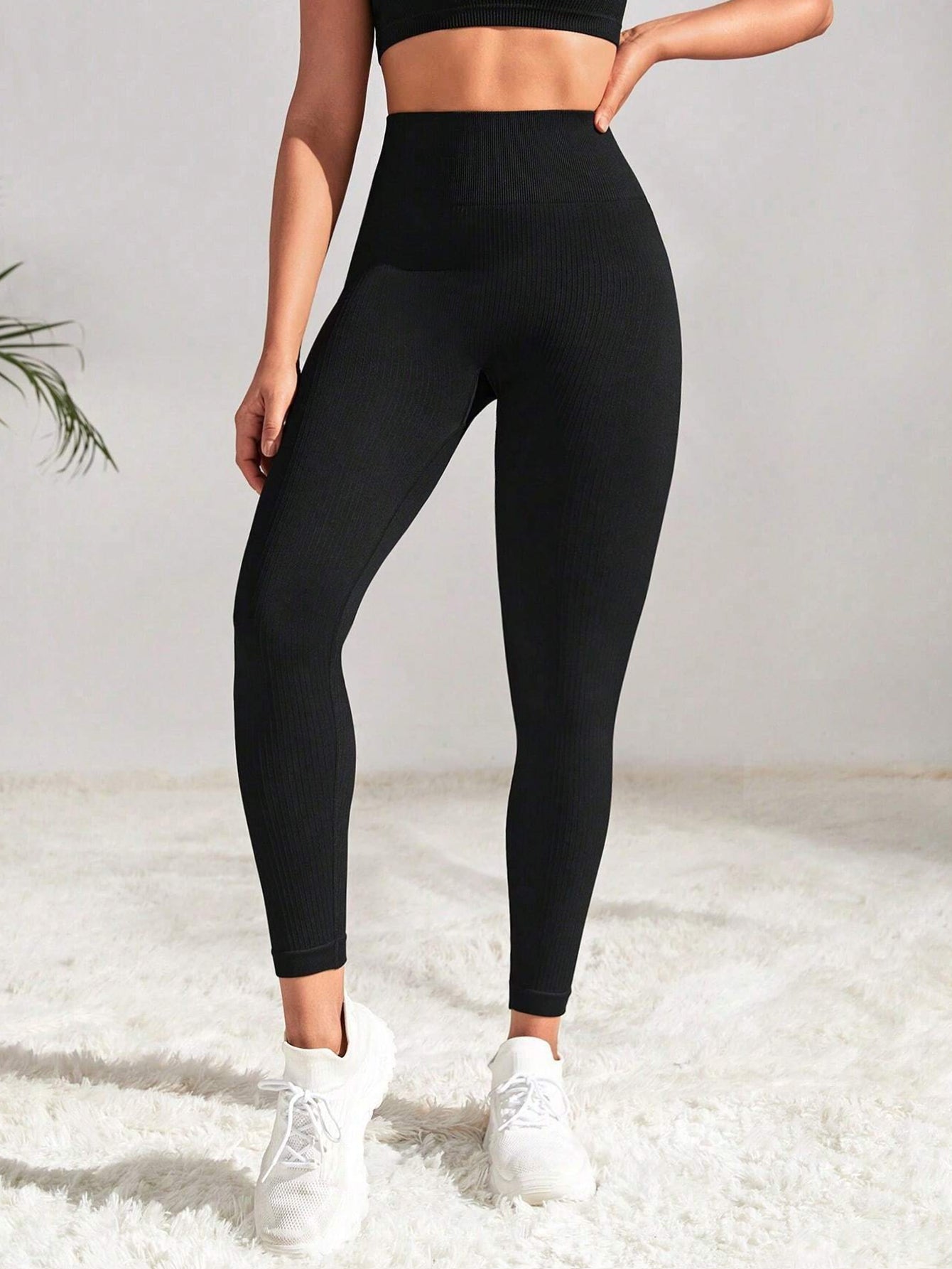 High Waist Butt-Lifting Rib-Knit Seamless Leggings