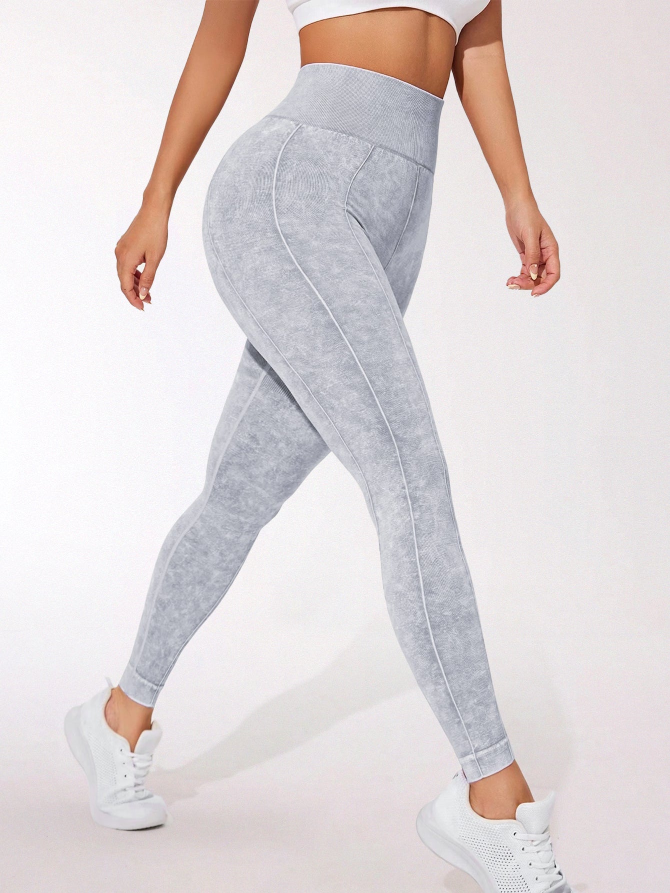 High Waist Acid Washed Seamless Leggings