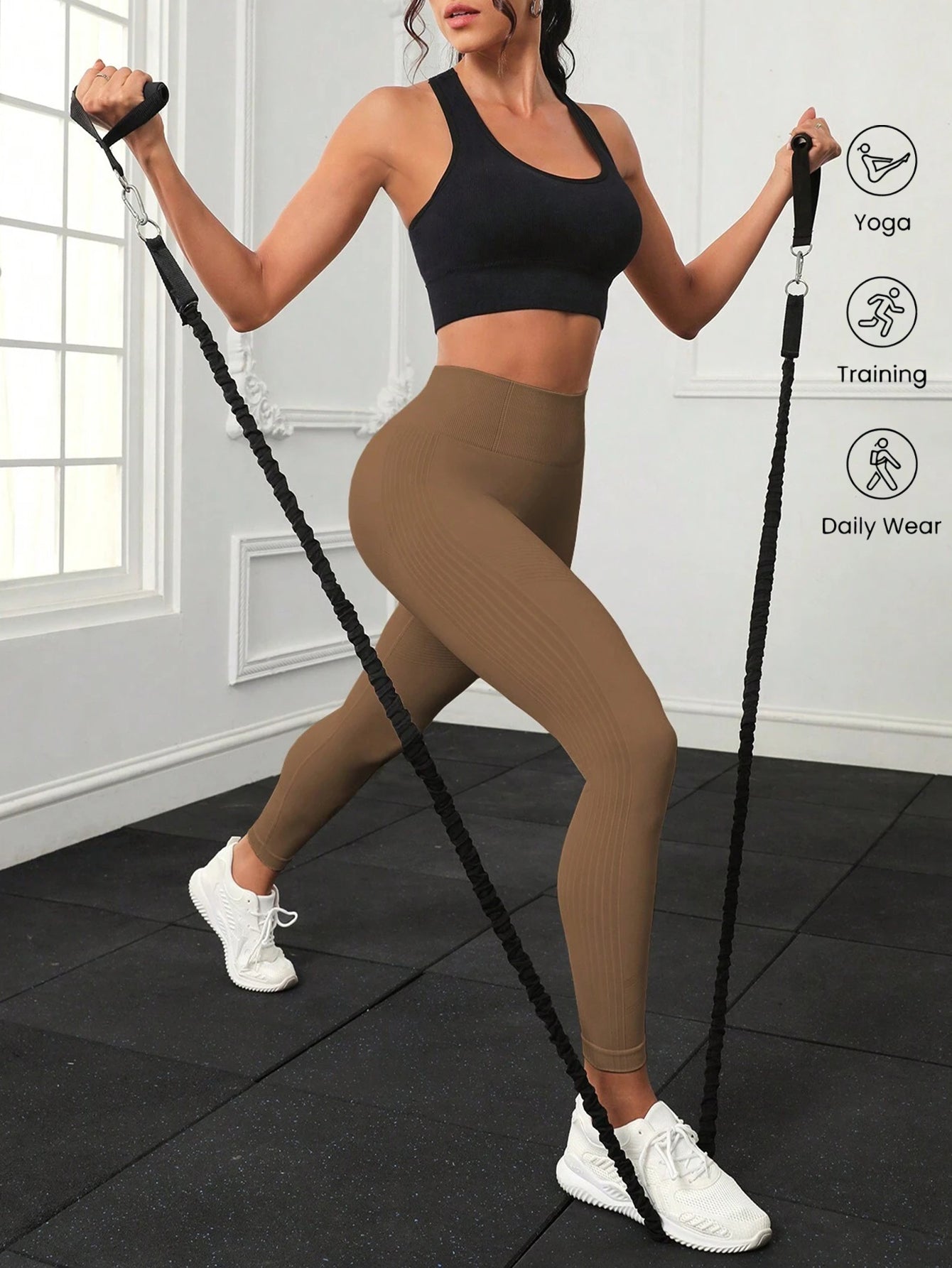 High Waist Tummy Control Side-Ribbed Butt-Lifting Leggings