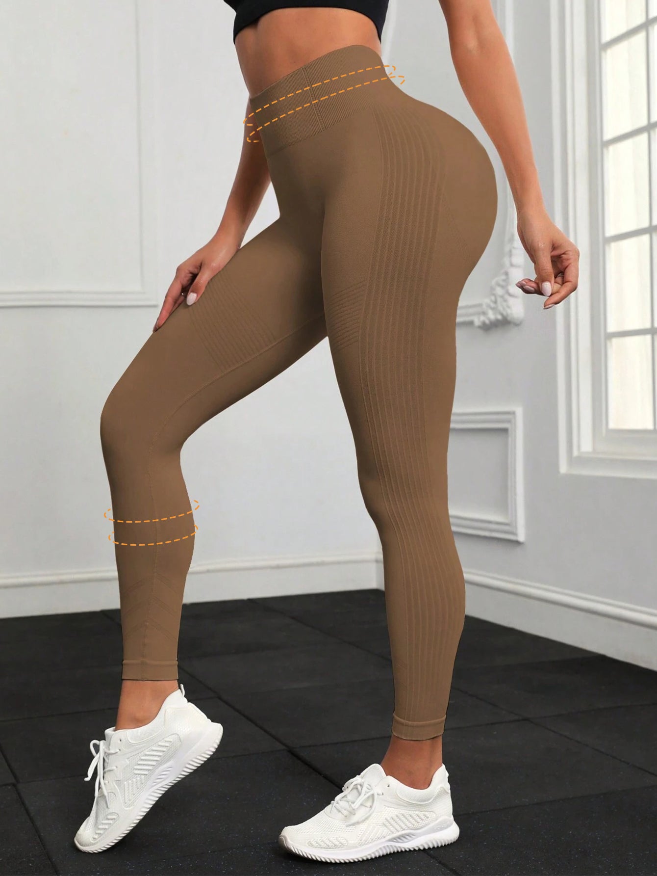 High Waist Tummy Control Side-Ribbed Butt-Lifting Leggings