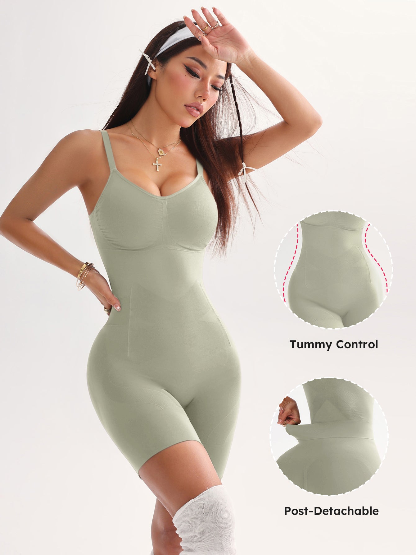 Tummy Control Post-Detachable Full Body Shaperwear Romper