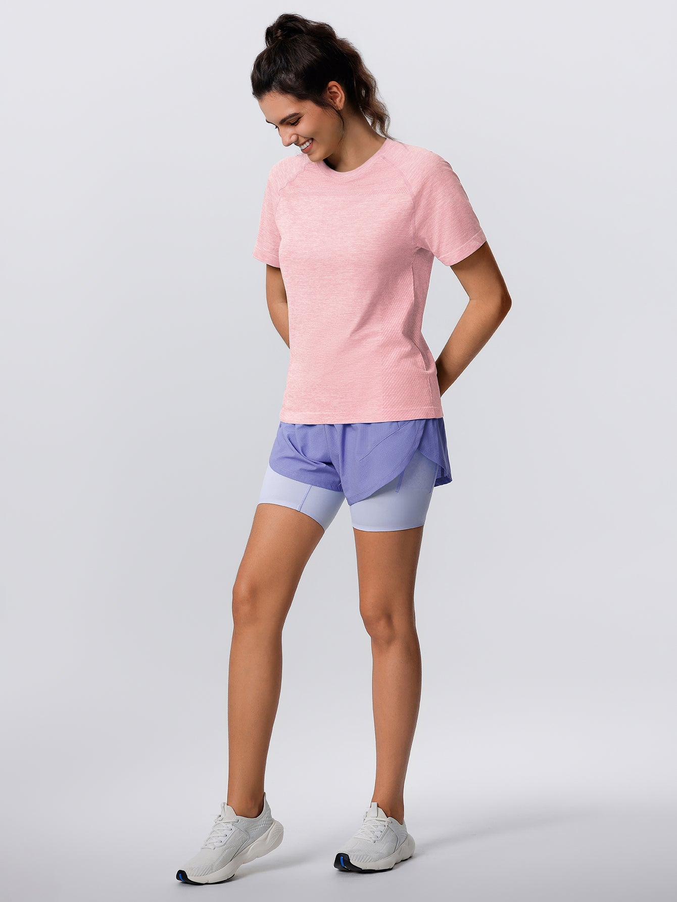 Soutien-gorge de sport sans coutures en tricot côtelé à dos nageur