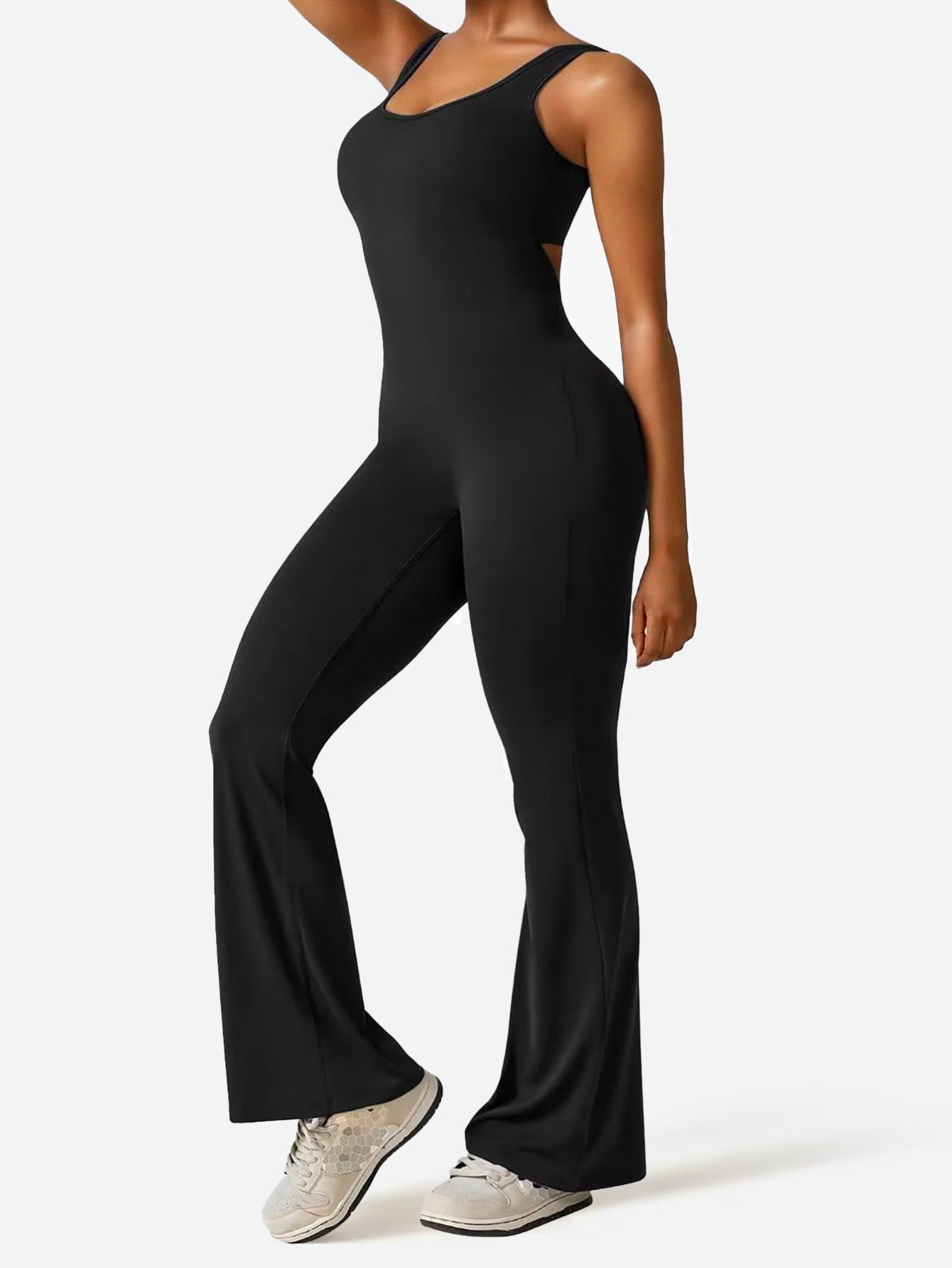 Backless Scrunch Flare Jumpsuits