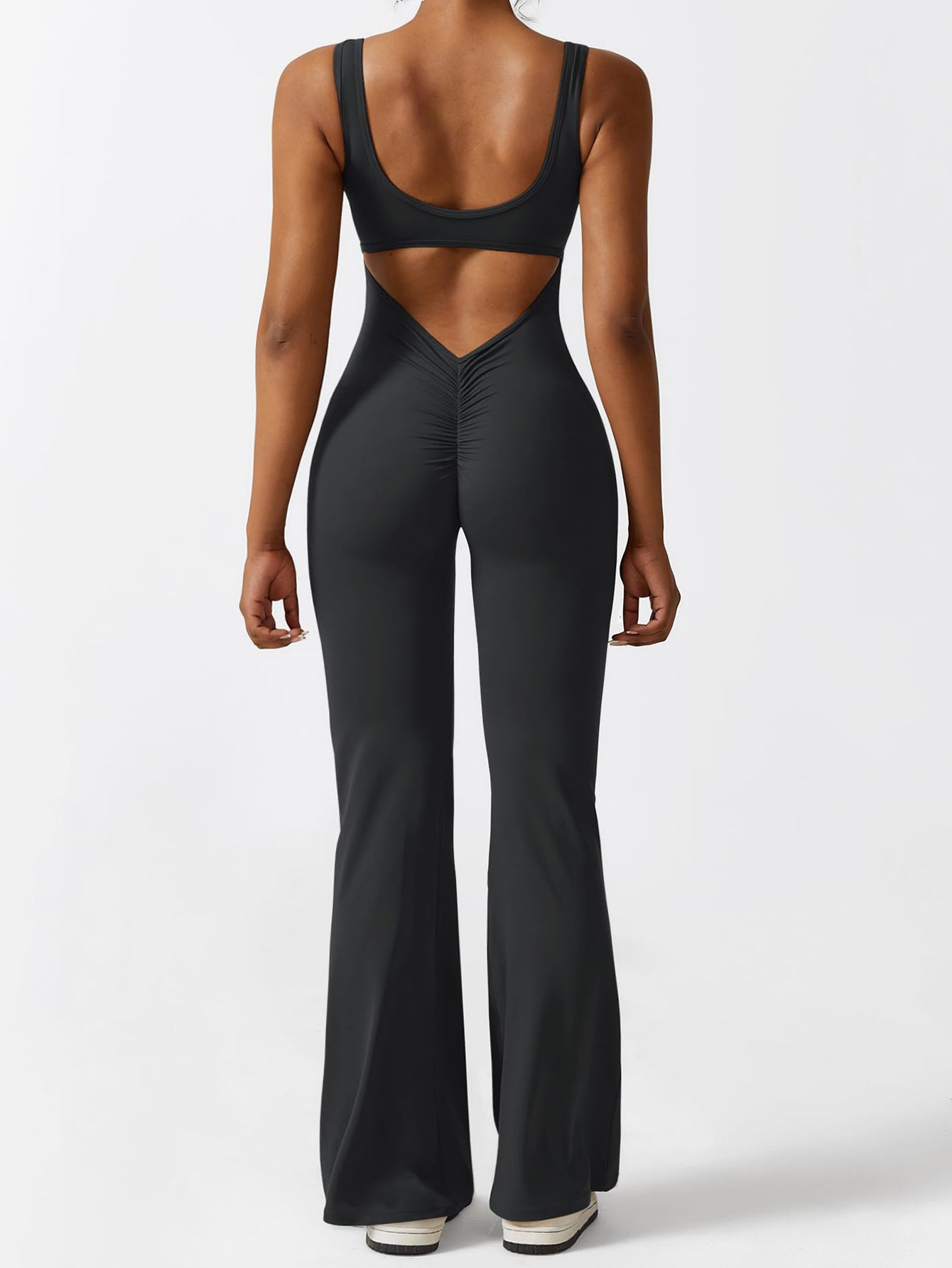 Backless Scrunch Flare Jumpsuits