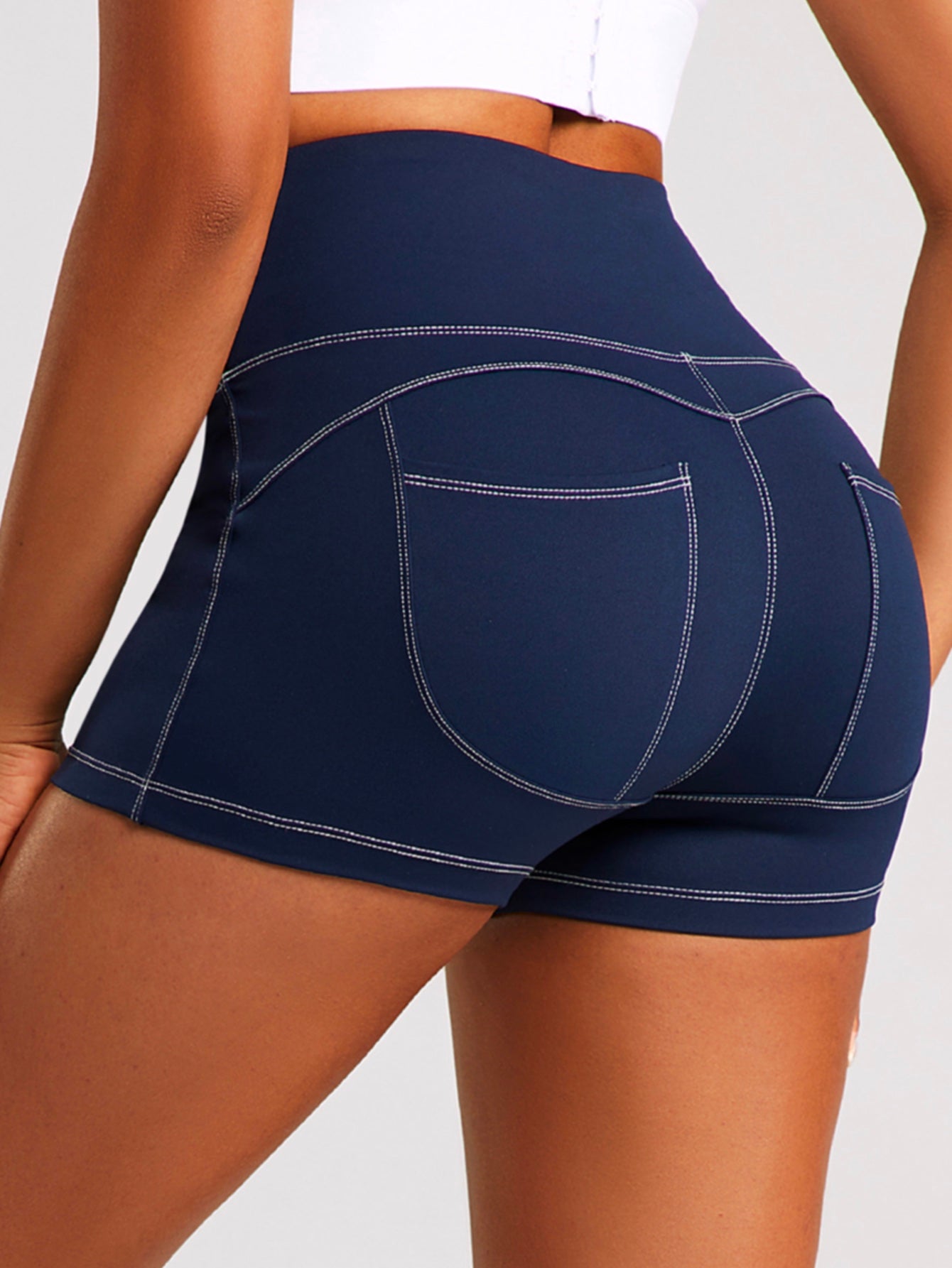 Denim-Look Butt-Lifting Pocket Shorts