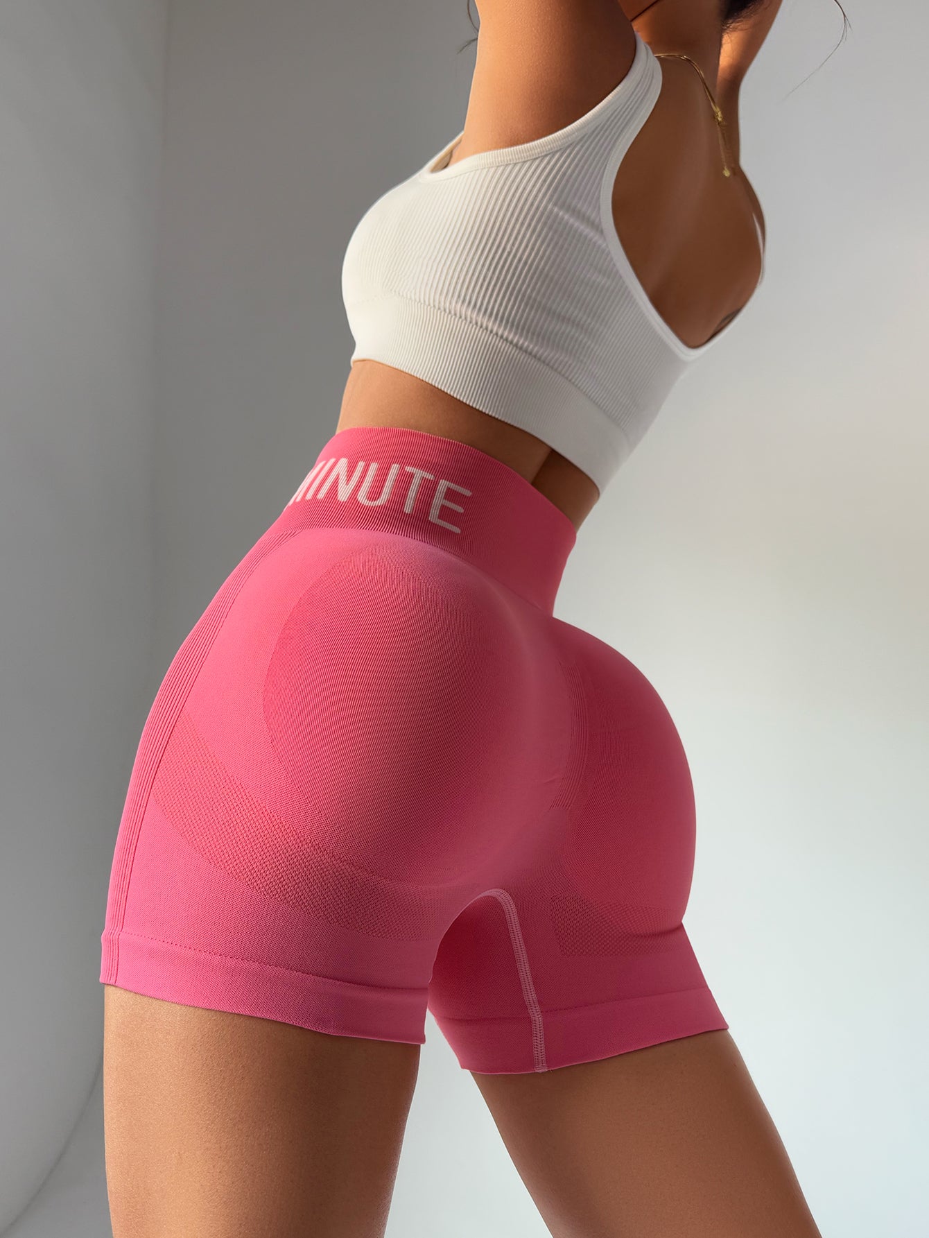 Letter Printed Side-Ribbed Anti-Slip Butt Contour Seamless Shorts