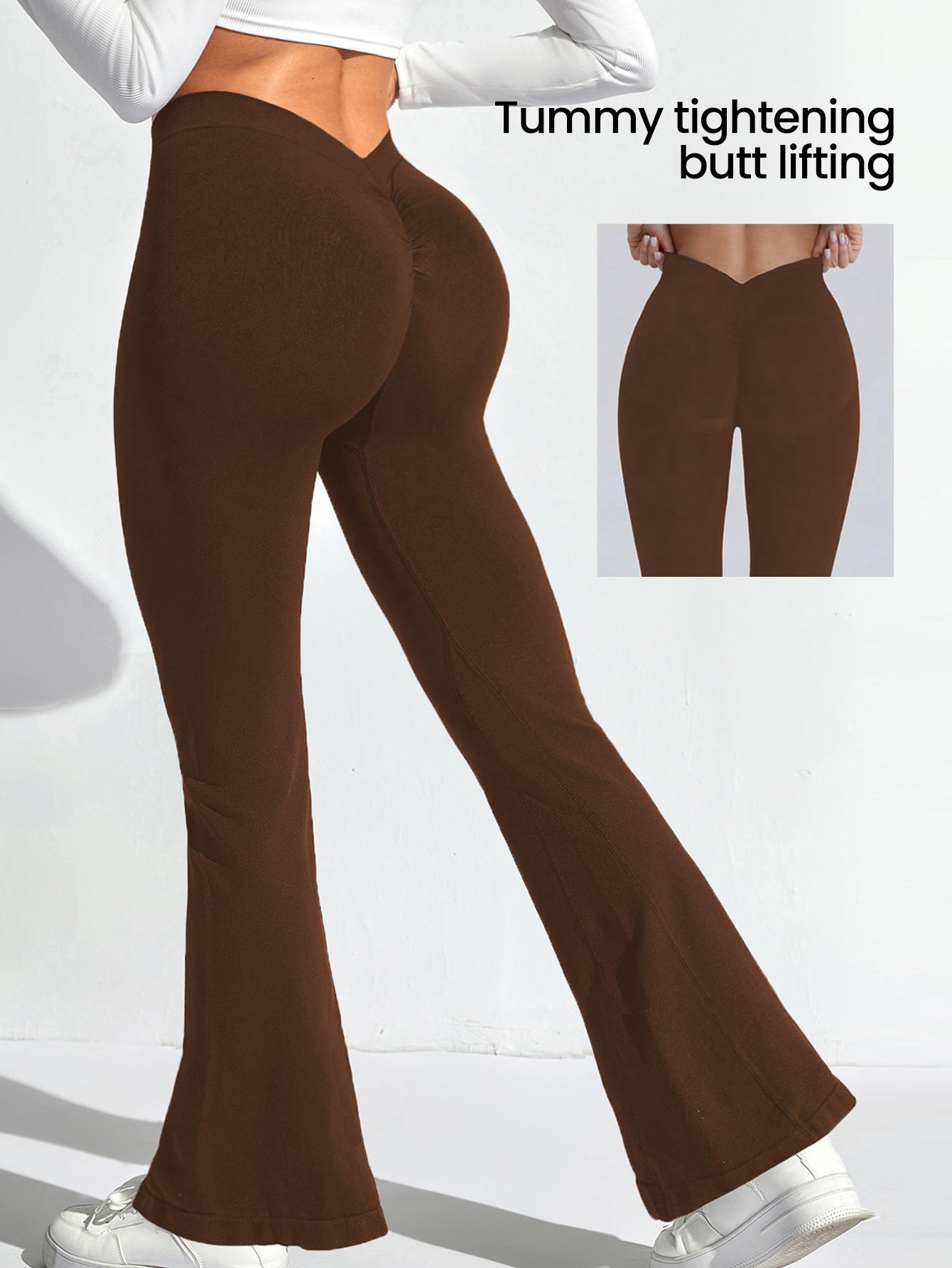 Women's V-Back Butt-Lifting Seamless Flare Pants