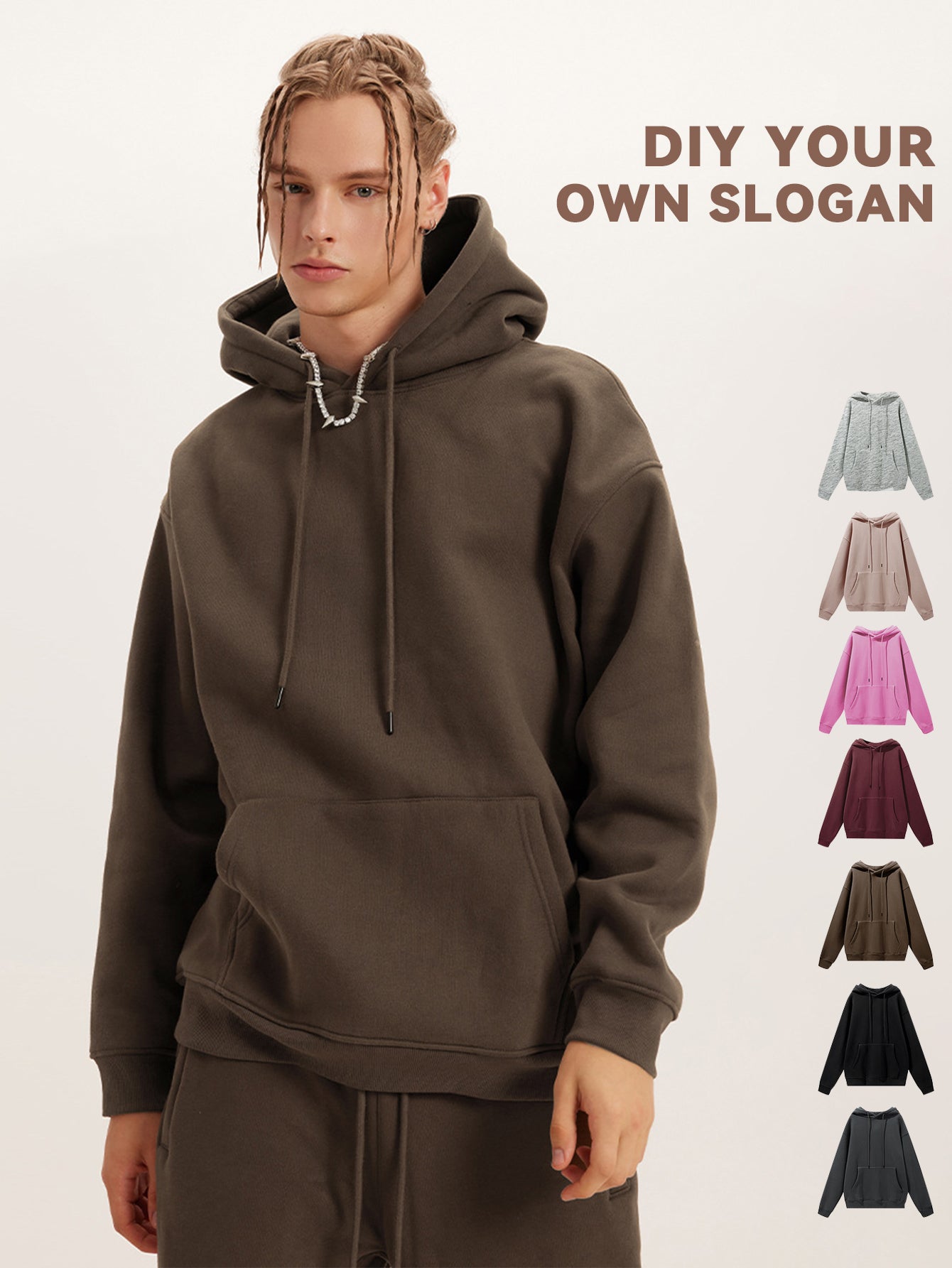 DIY Unisex Lined Pullover Drawstring Hoodie with Pocket