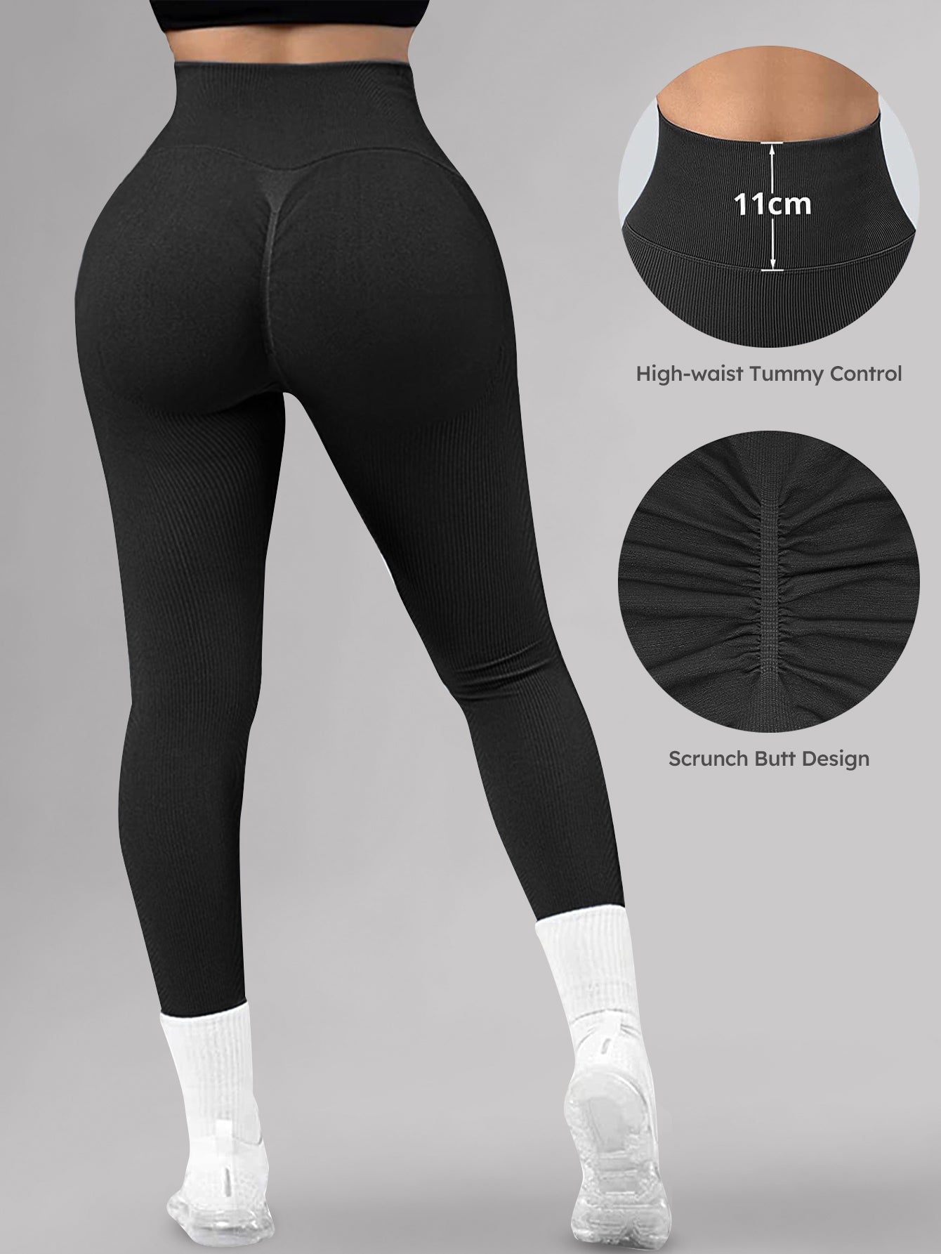 High Waist Butt-Lifting Rib-Knit Seamless Leggings