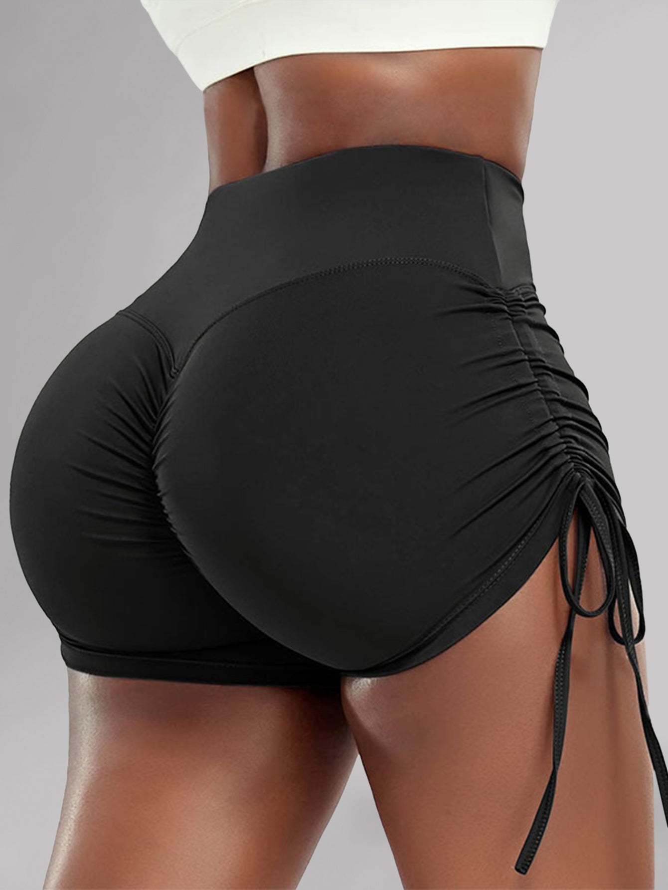 High Waist Side Drawstring Scrunch Butt Shorts