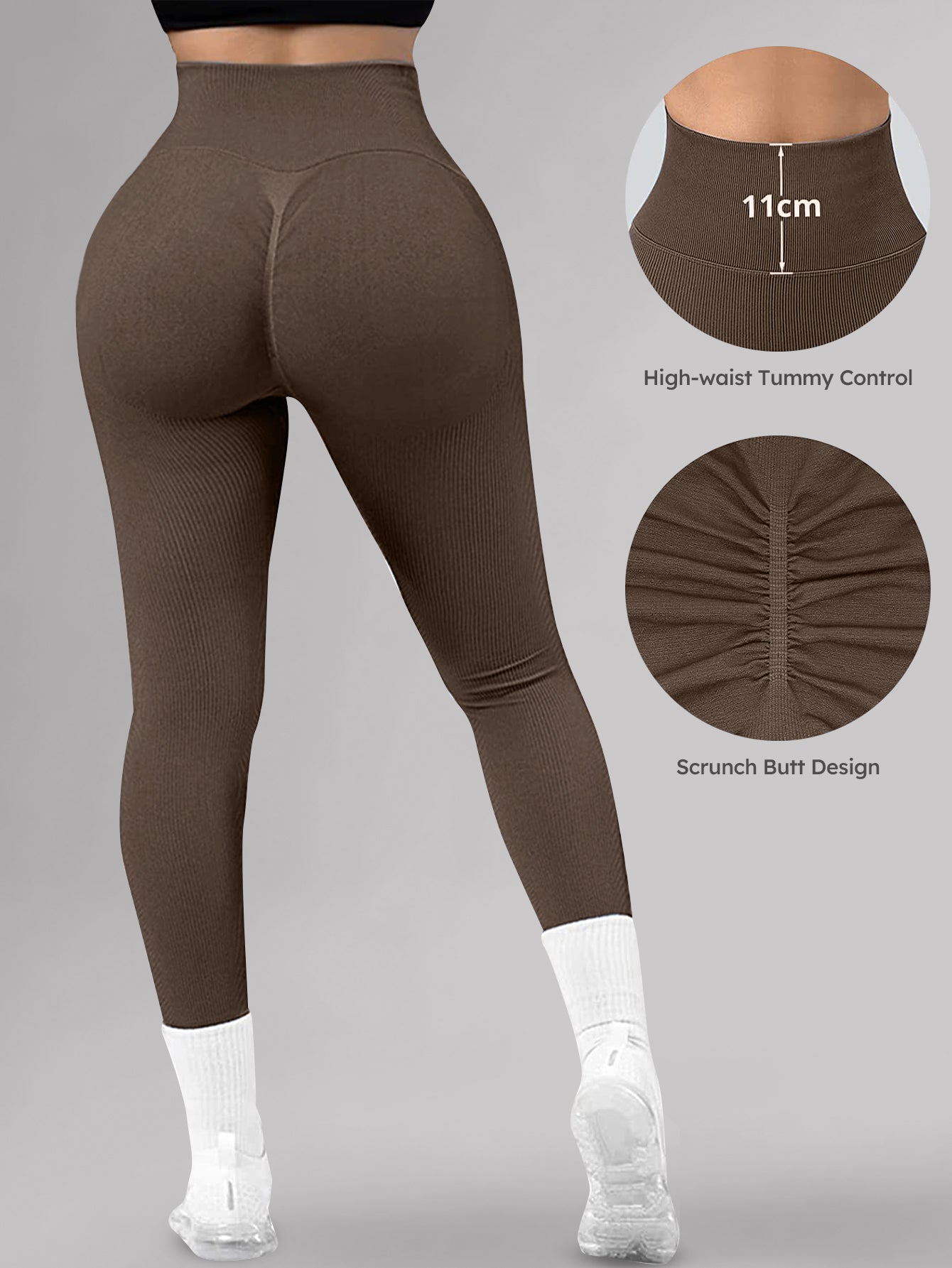 High Waist Butt-Lifting Rib-Knit Seamless Leggings