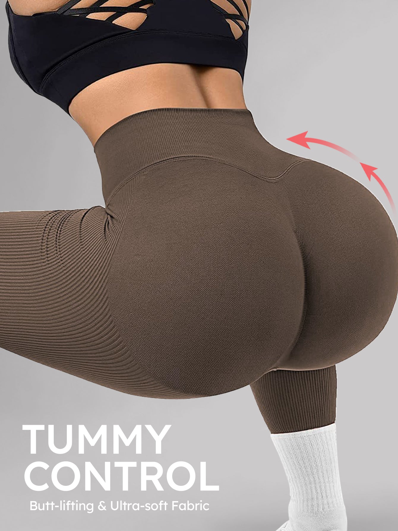 High Waist Butt-Lifting Rib-Knit Seamless Leggings