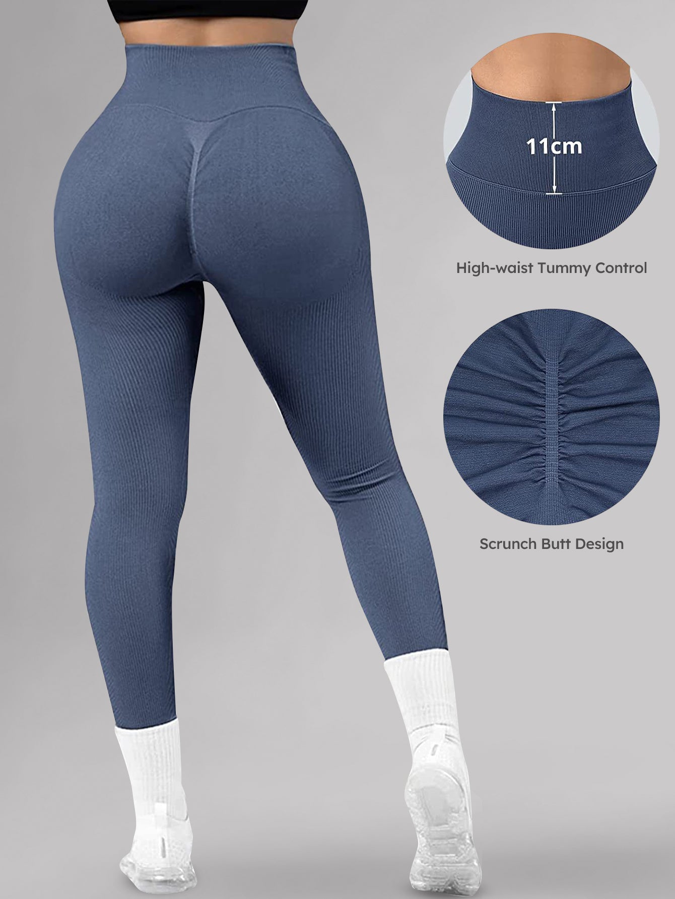 High Waist Butt-Lifting Rib-Knit Seamless Leggings