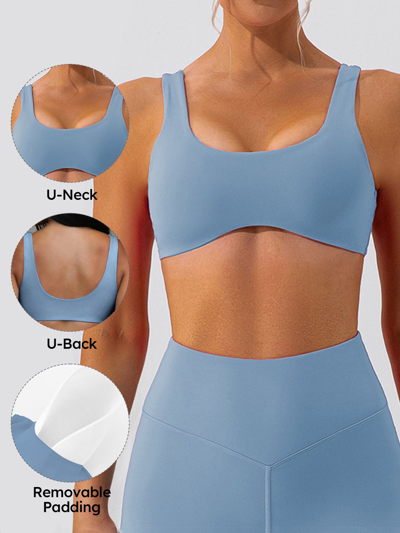 U-Neck Double-Brushed Sports Bra