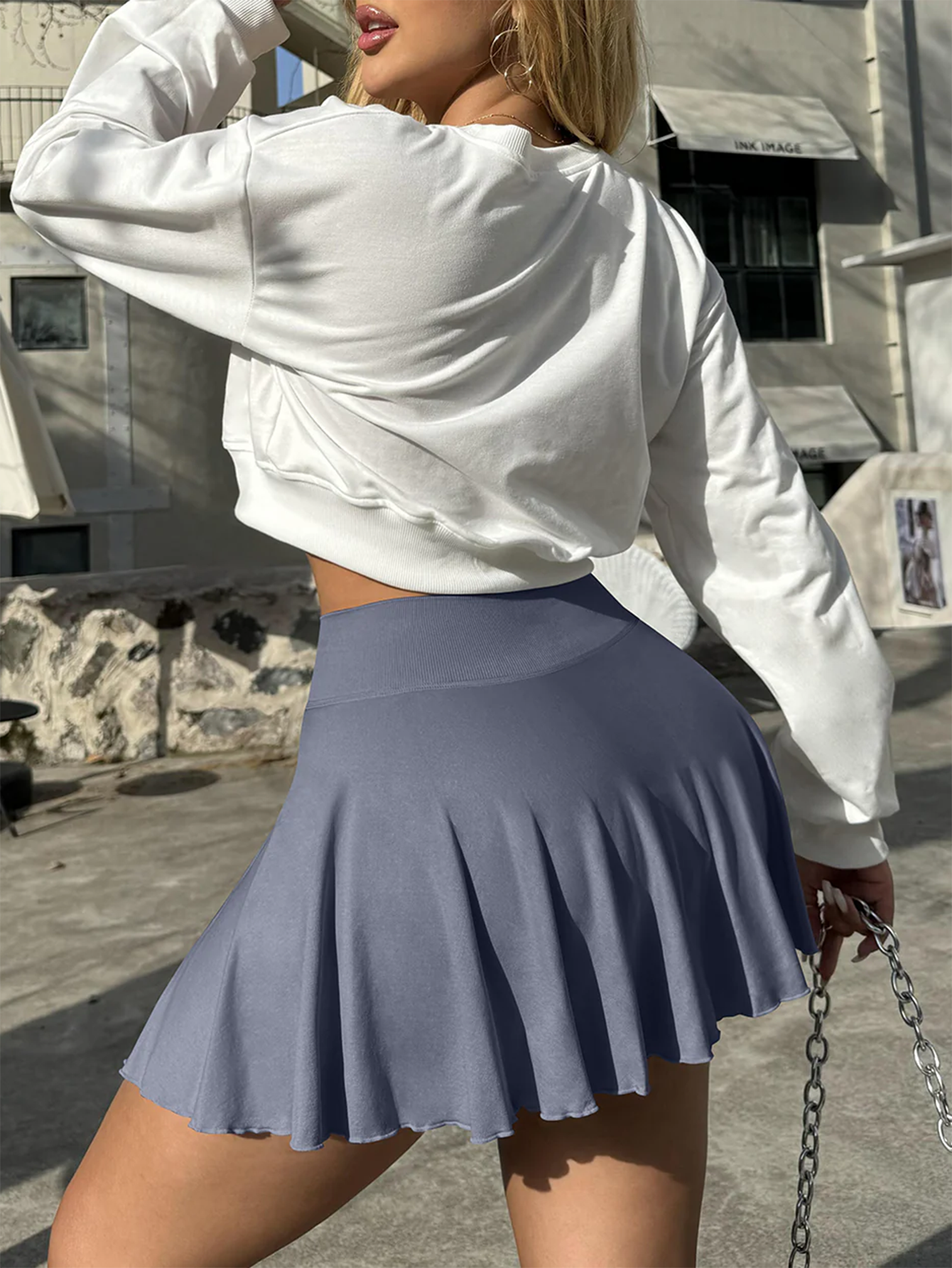 High Waist Hidden Pocket Skort